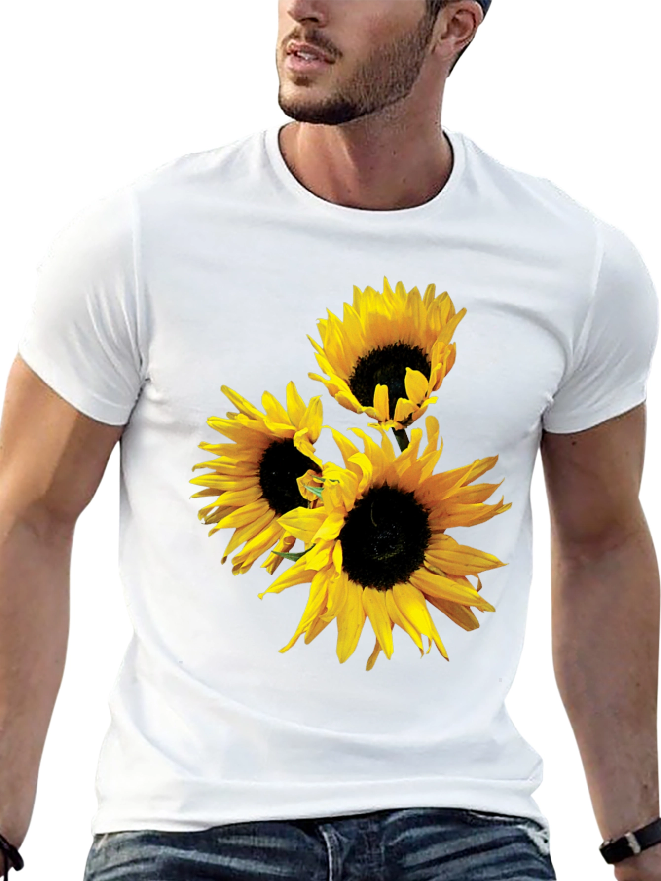 Sunflower Graphic Tee - Black Cotton Blend