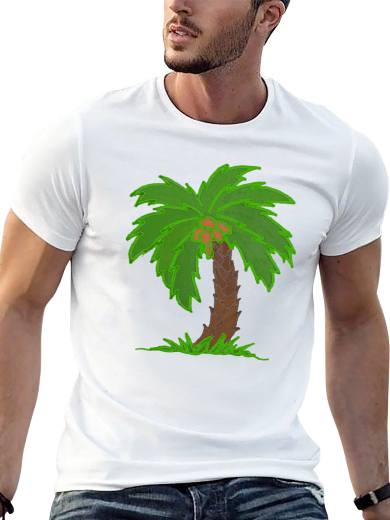Tropical Palm Tree Graphic Tee - Black