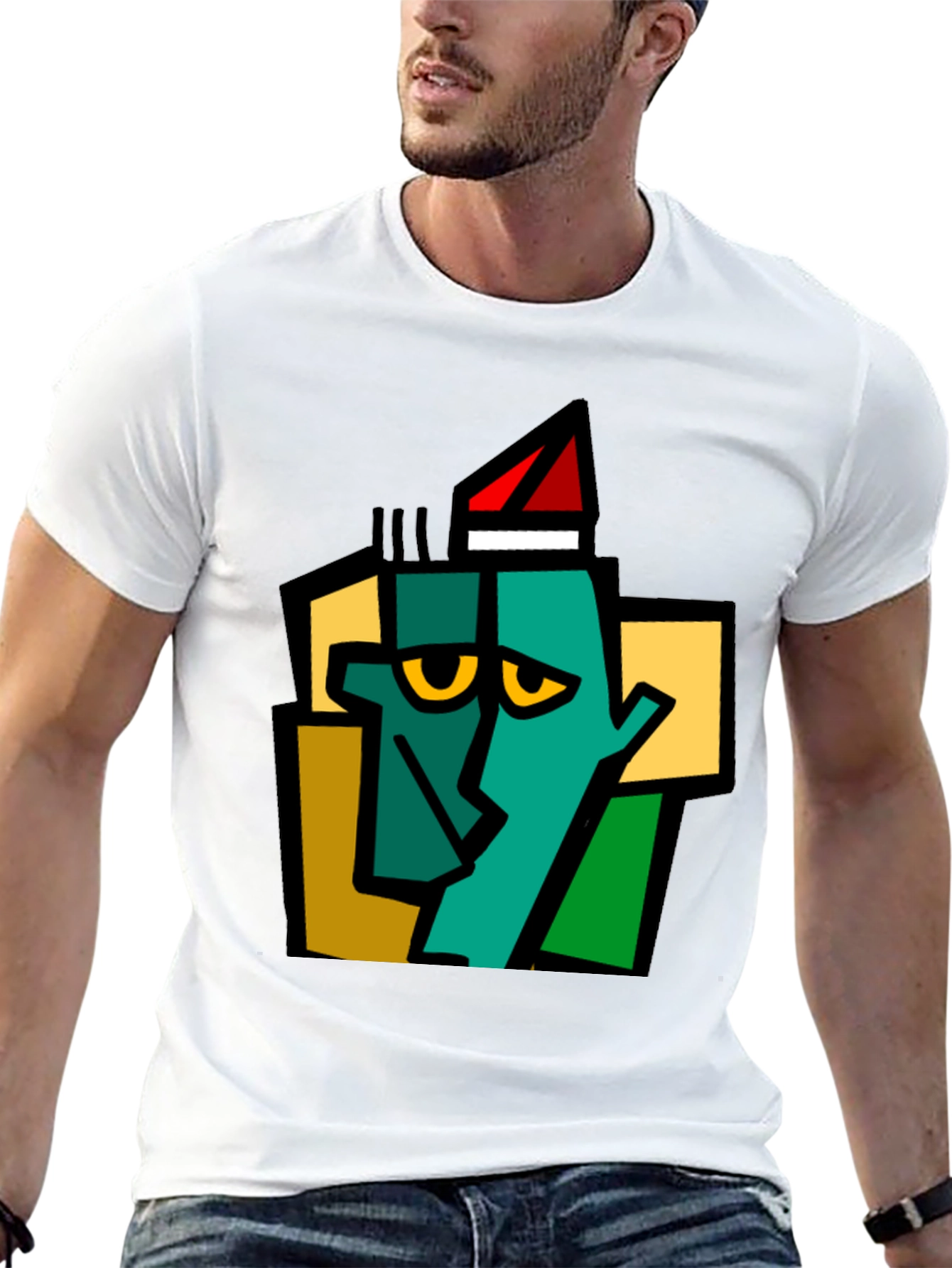 Abstract Geometric Face Graphic T-Shirt