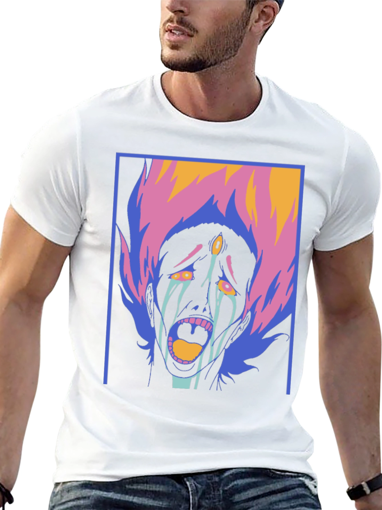 Graphic Print Tee - Screaming Face Design