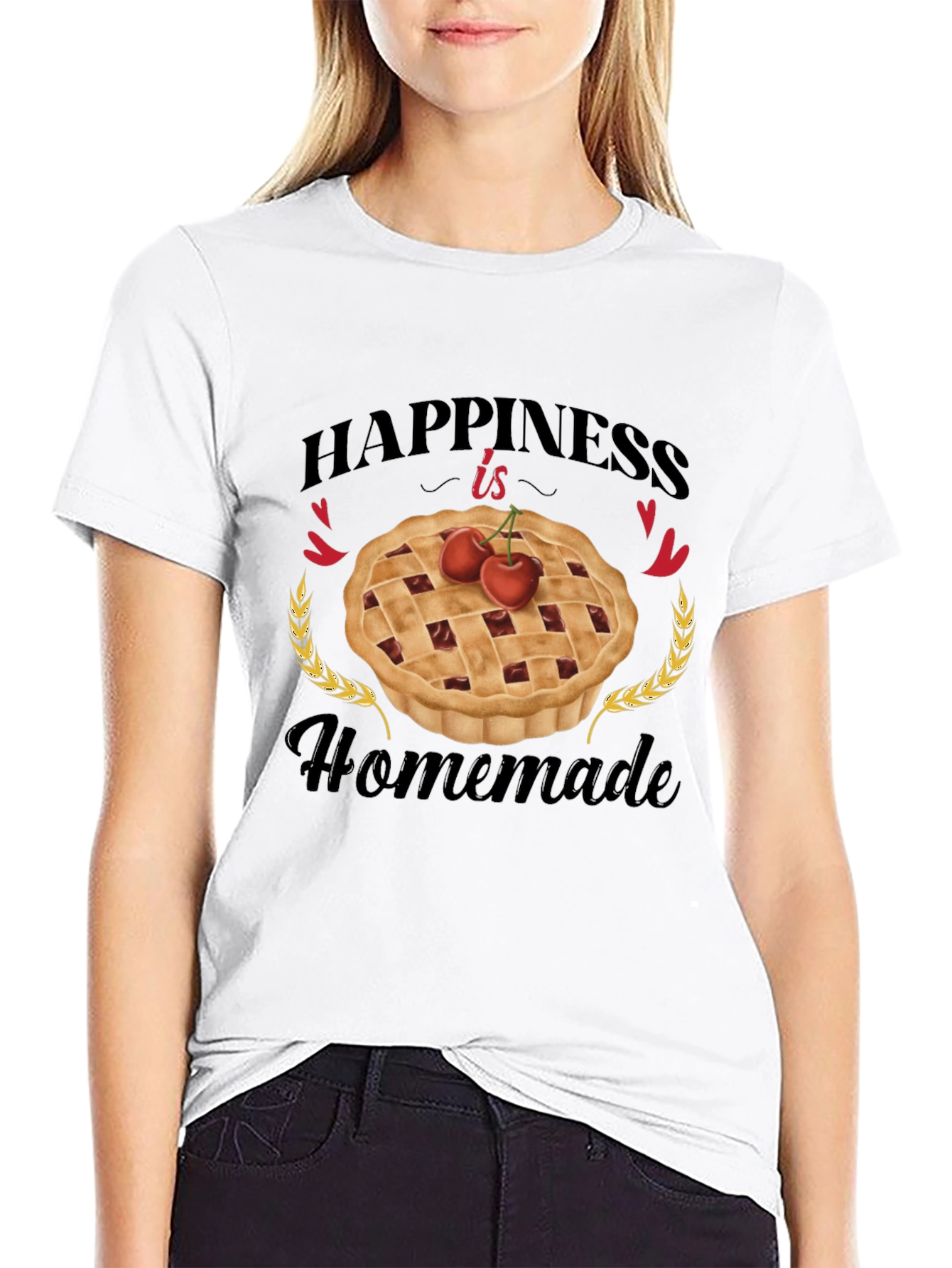 Happiness is Homemade Black Graphic T-Shirt