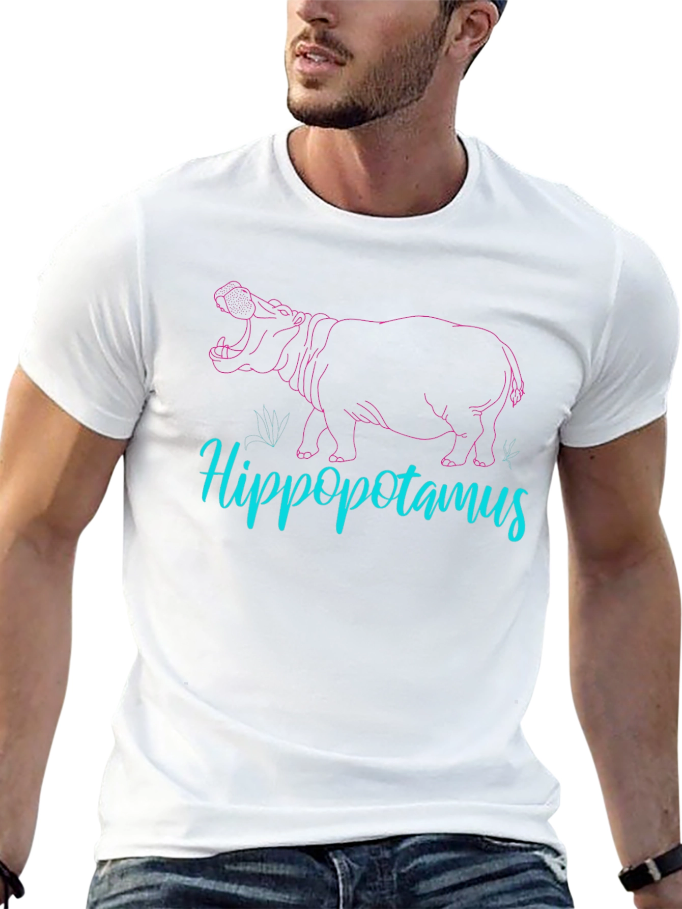 Hippo Graphic Tee - Cool Mens Black T-Shirt