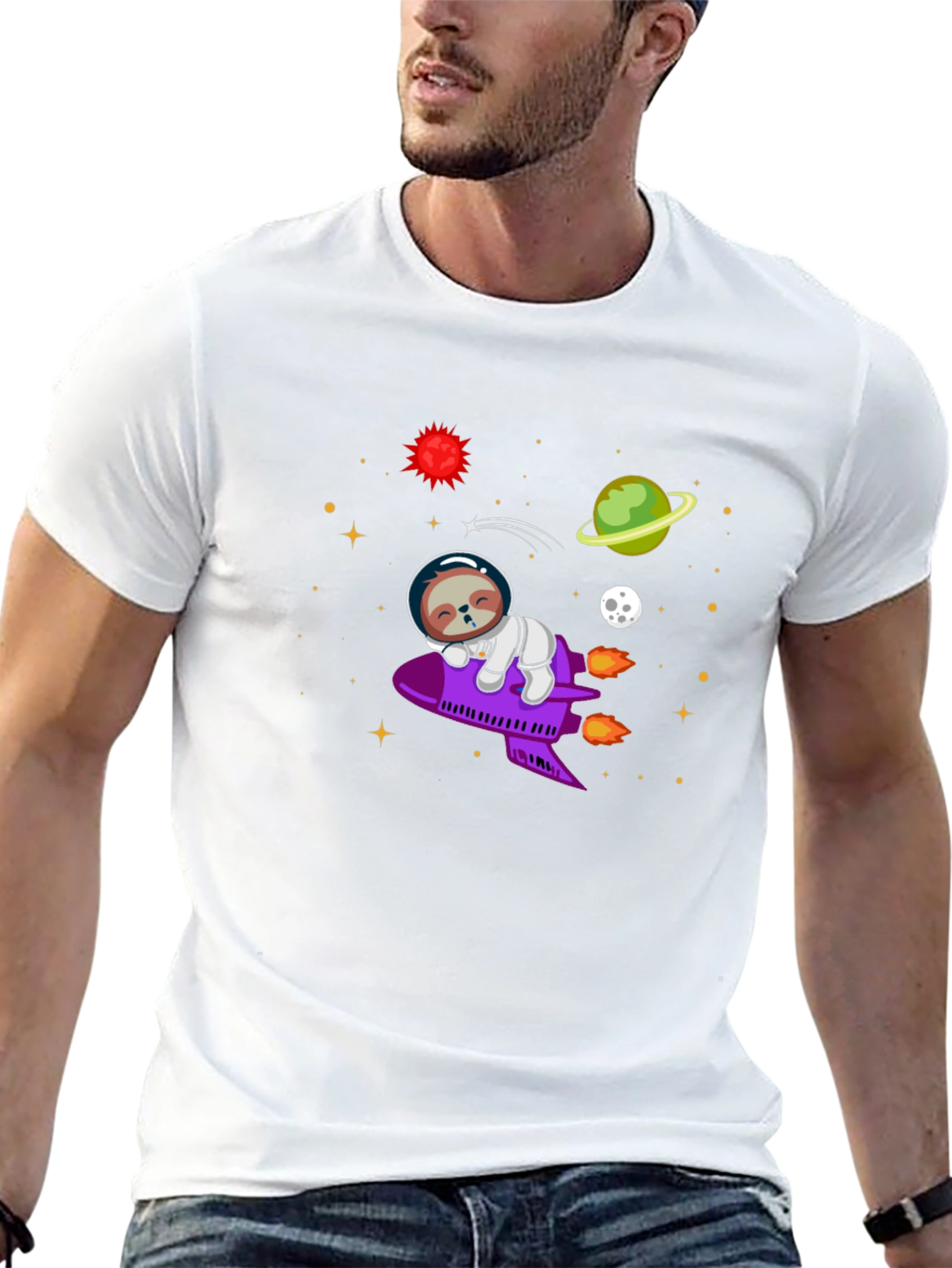 Sloth Astronaut T-Shirt - Space Rocket Design