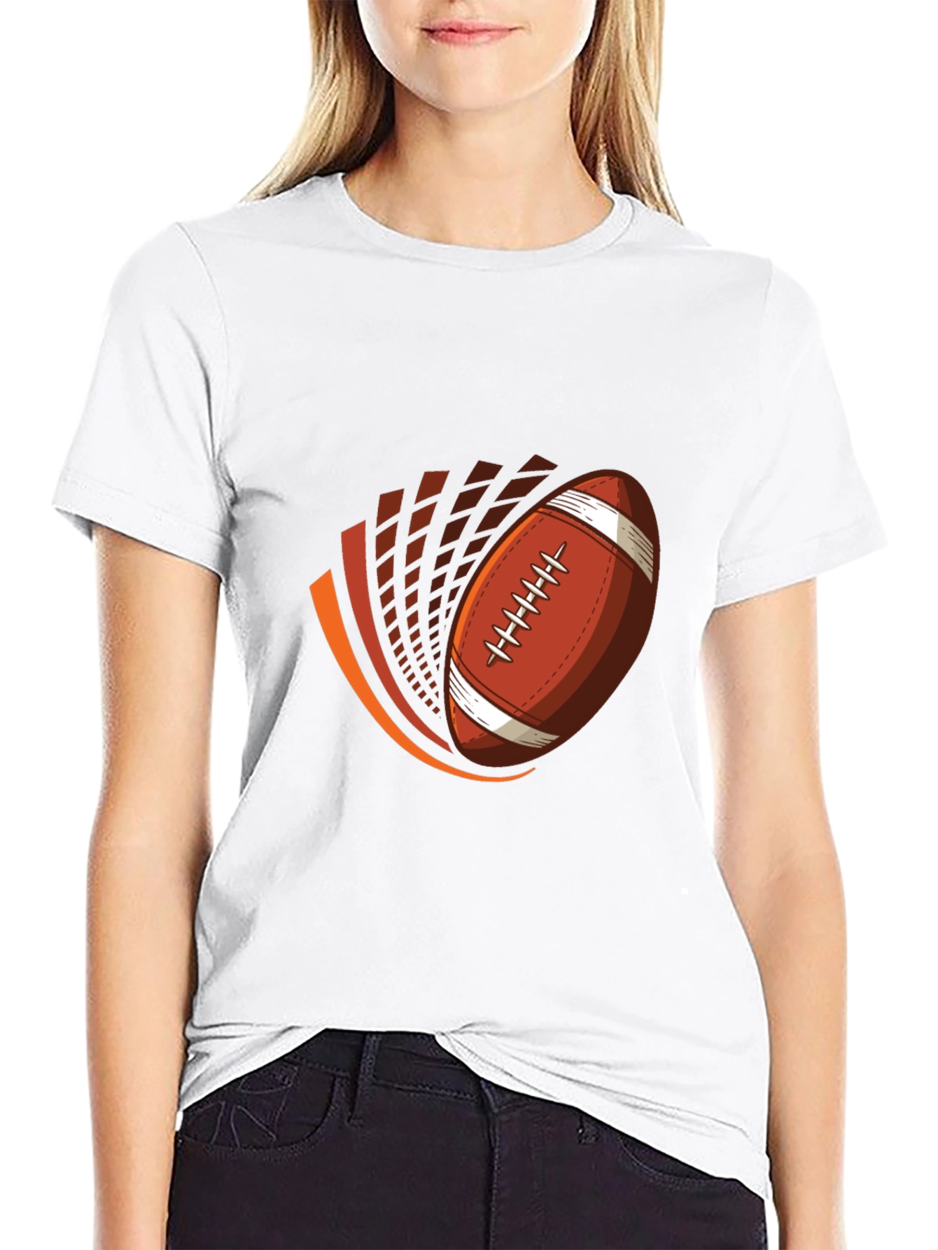 Football Graphic Tee - Black Cotton T-Shirt