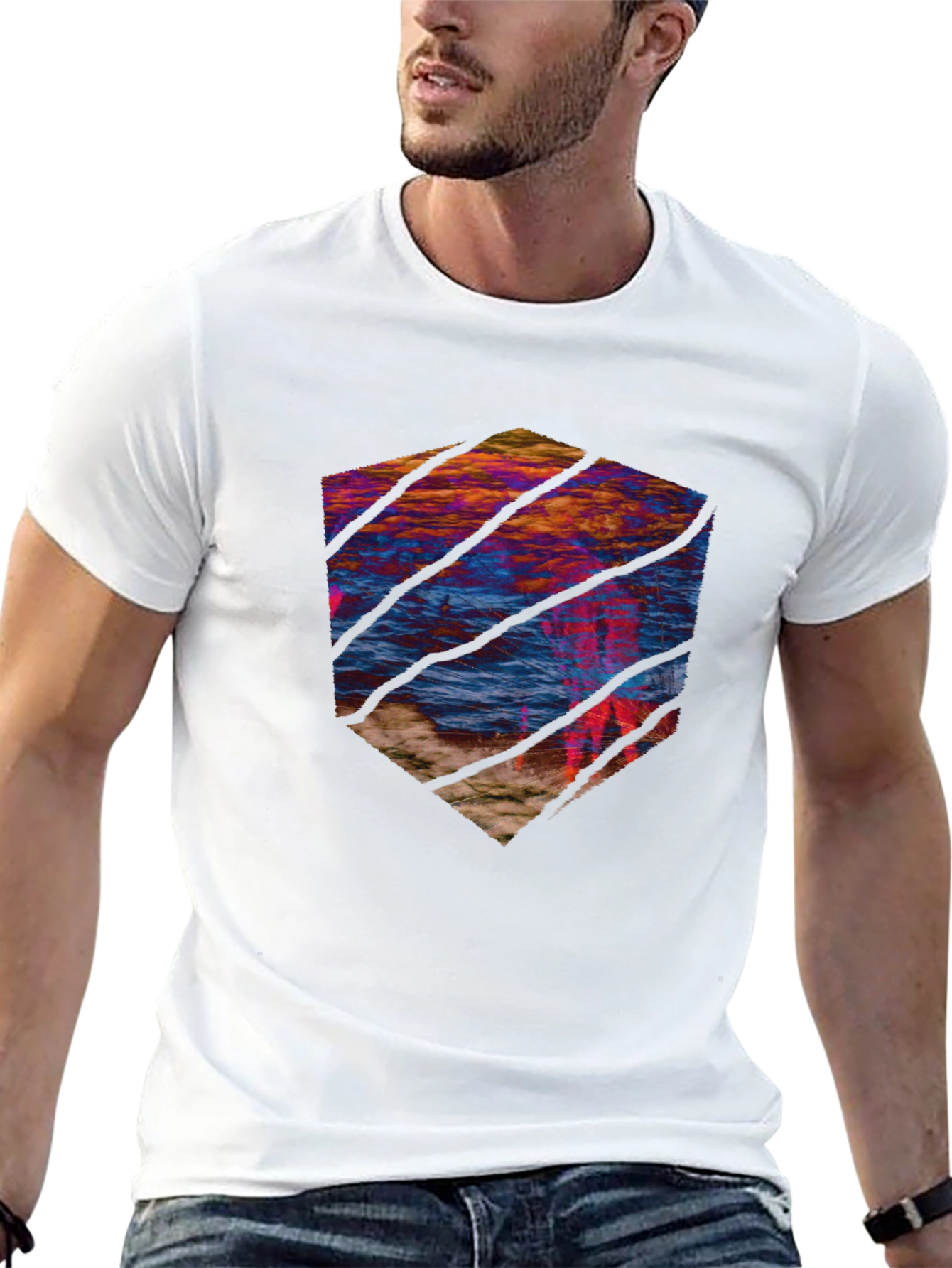 Abstract Landscape Tee - Artistic Graphic Print Shirt