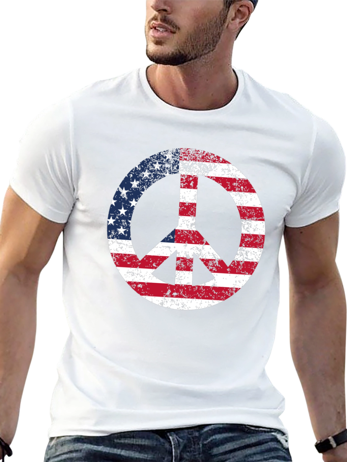 American Flag Peace Sign T-Shirt - Patriotic Graphic Tee