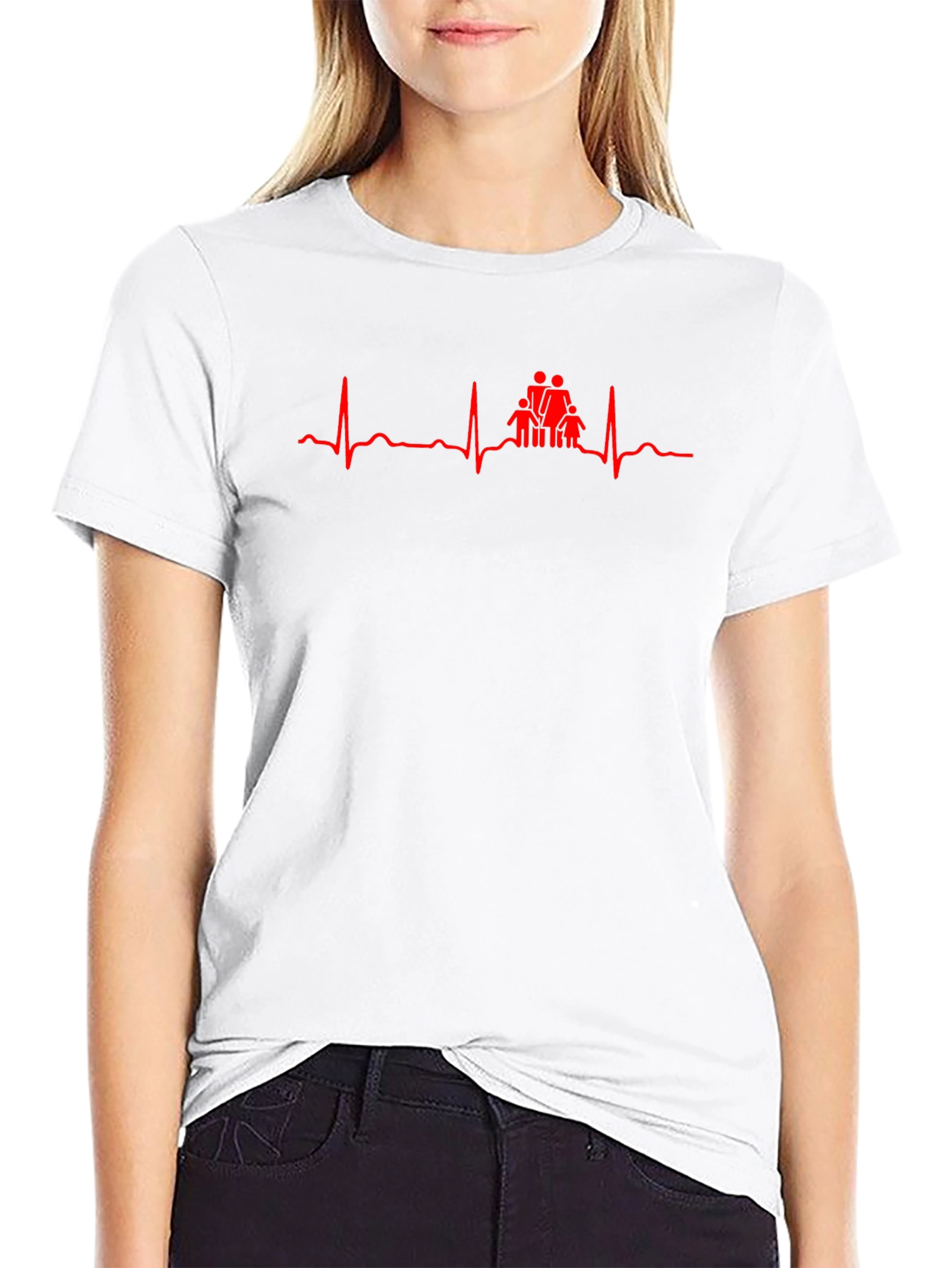 Family Heartbeat Graphic Tee - Black