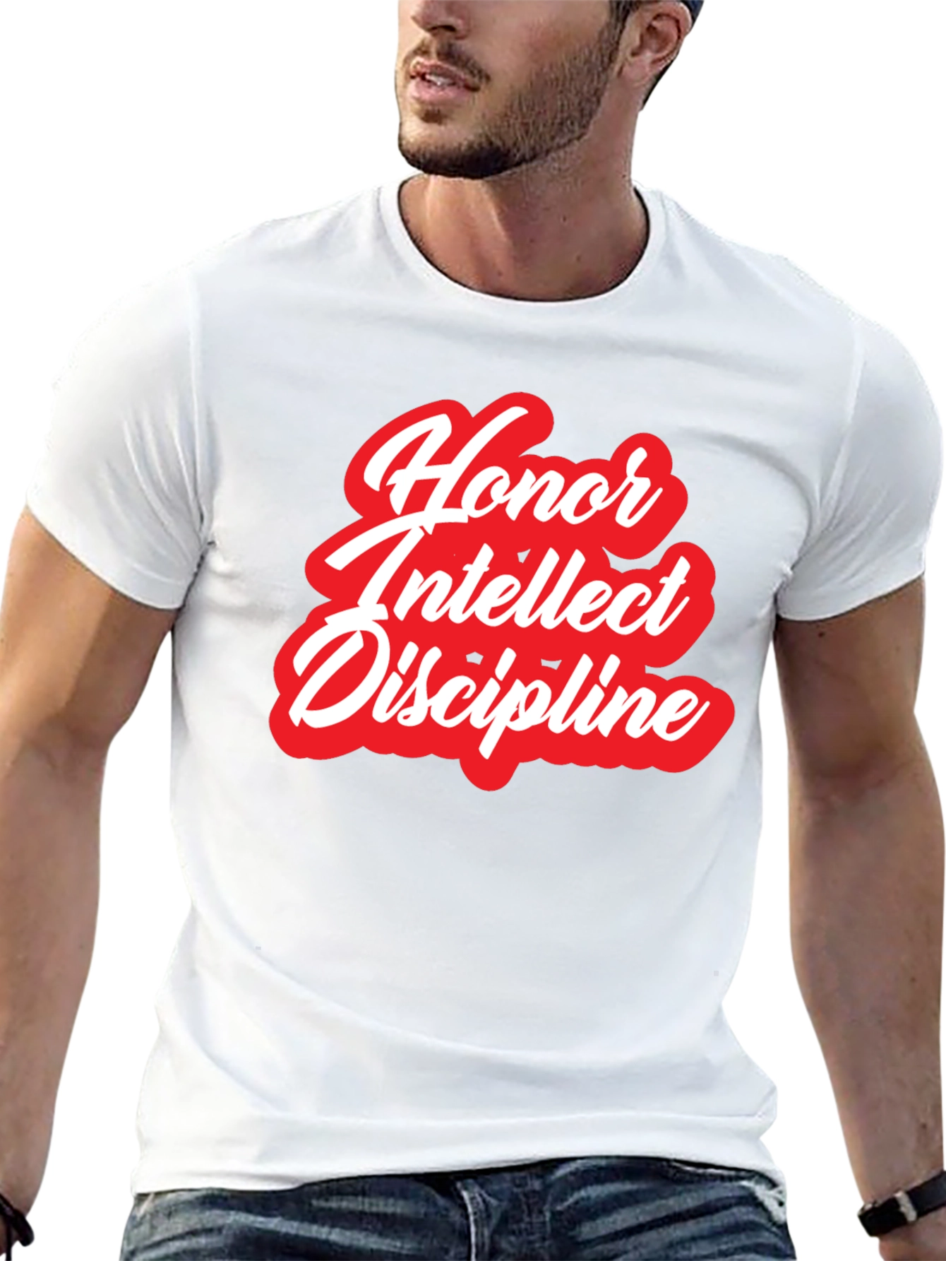 Honor Intellect Discipline Black Graphic T-Shirt