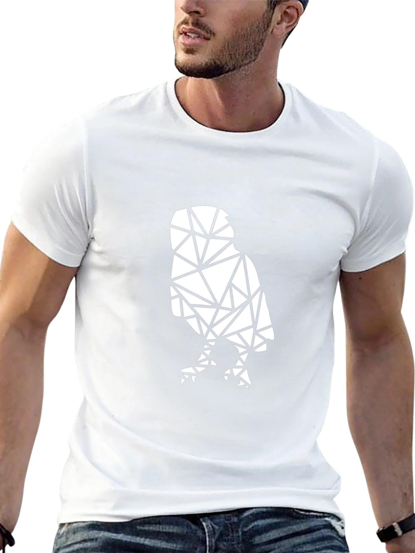 Geometric Owl Graphic Tee - Stylish Black Cotton Shirt