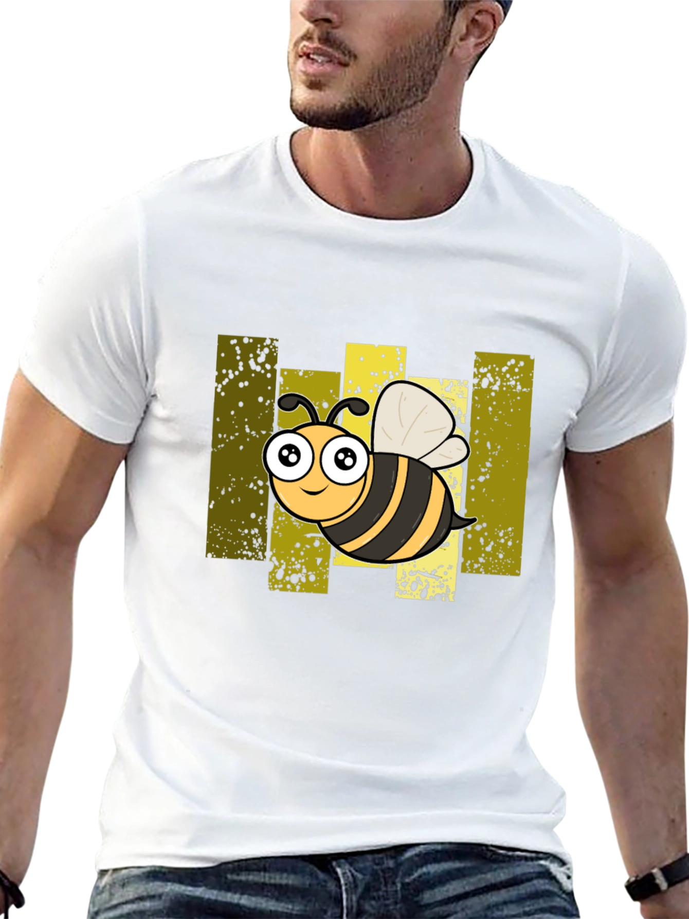 Cartoon Bee Graphic Black T-Shirt