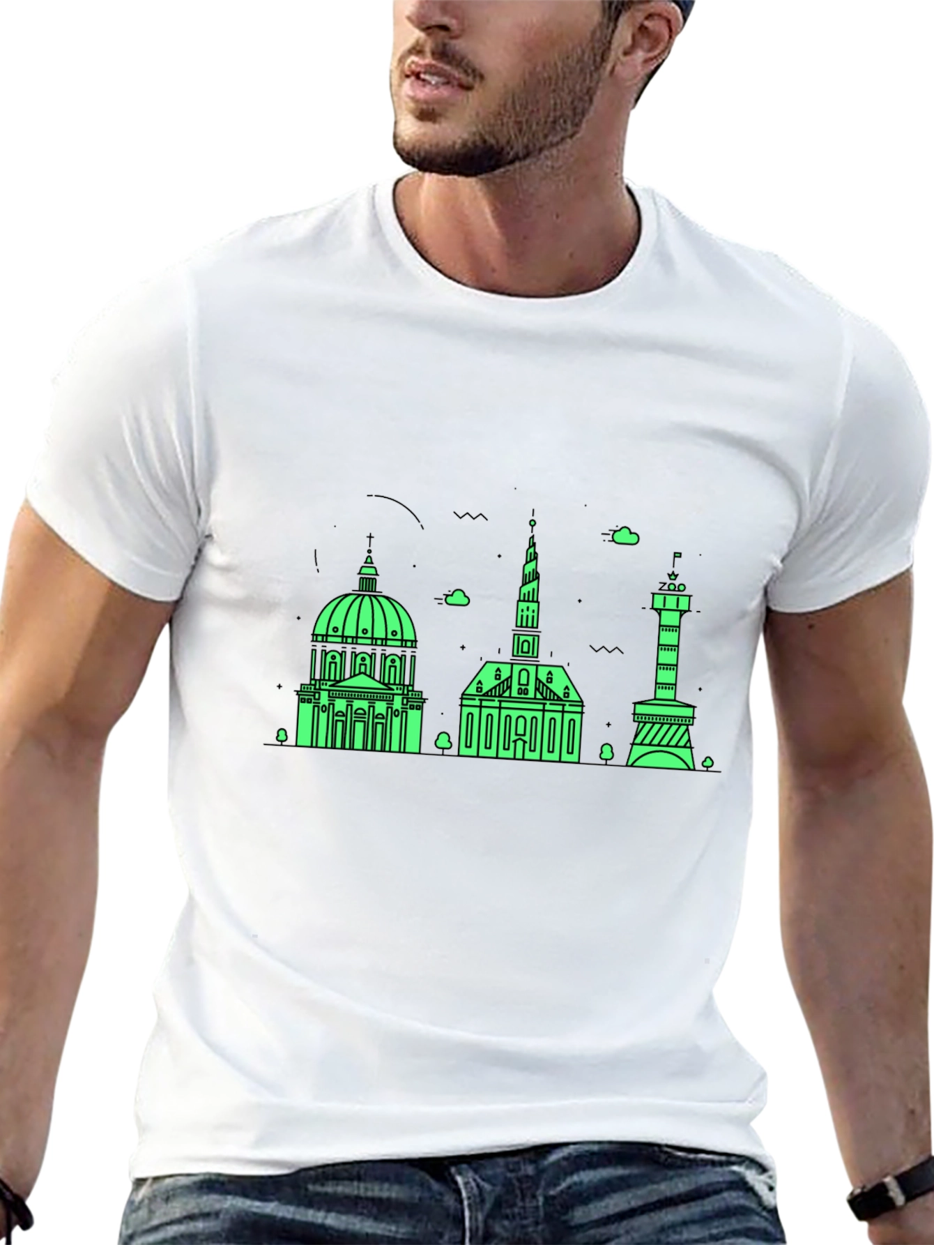 Copenhagen Skyline Graphic Tee - Black