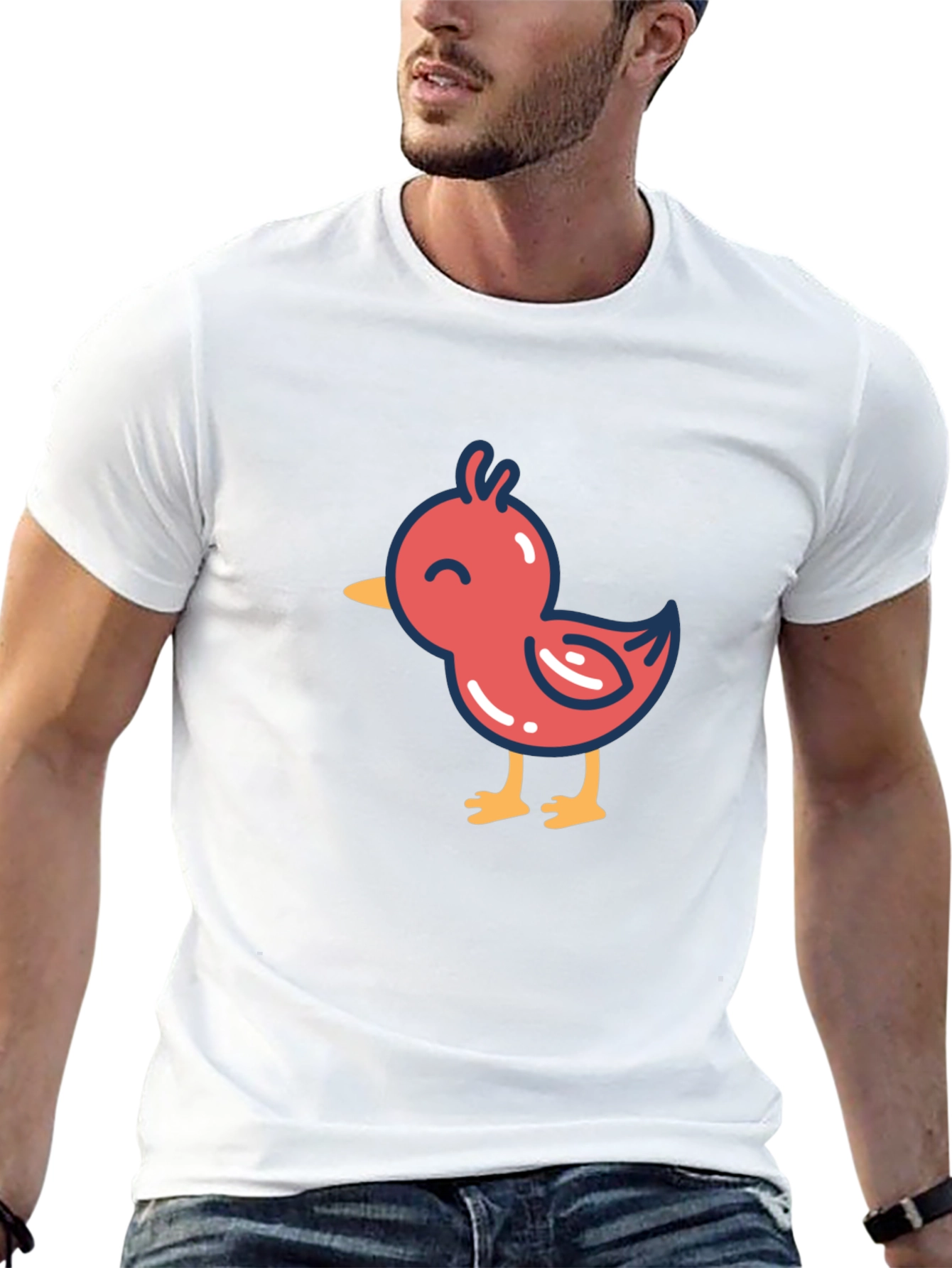 Cute Cartoon Chick Graphic T-Shirt - Black