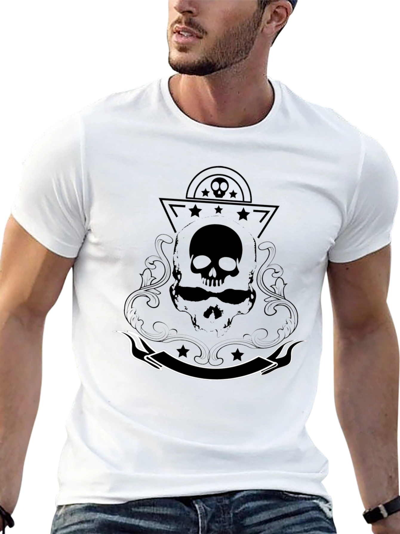 Skull & Stars Graphic T-Shirt - Edgy Streetwear