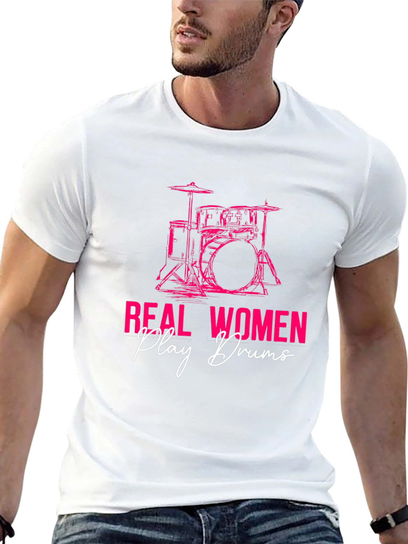 Real Women Play Drums Black T-Shirt