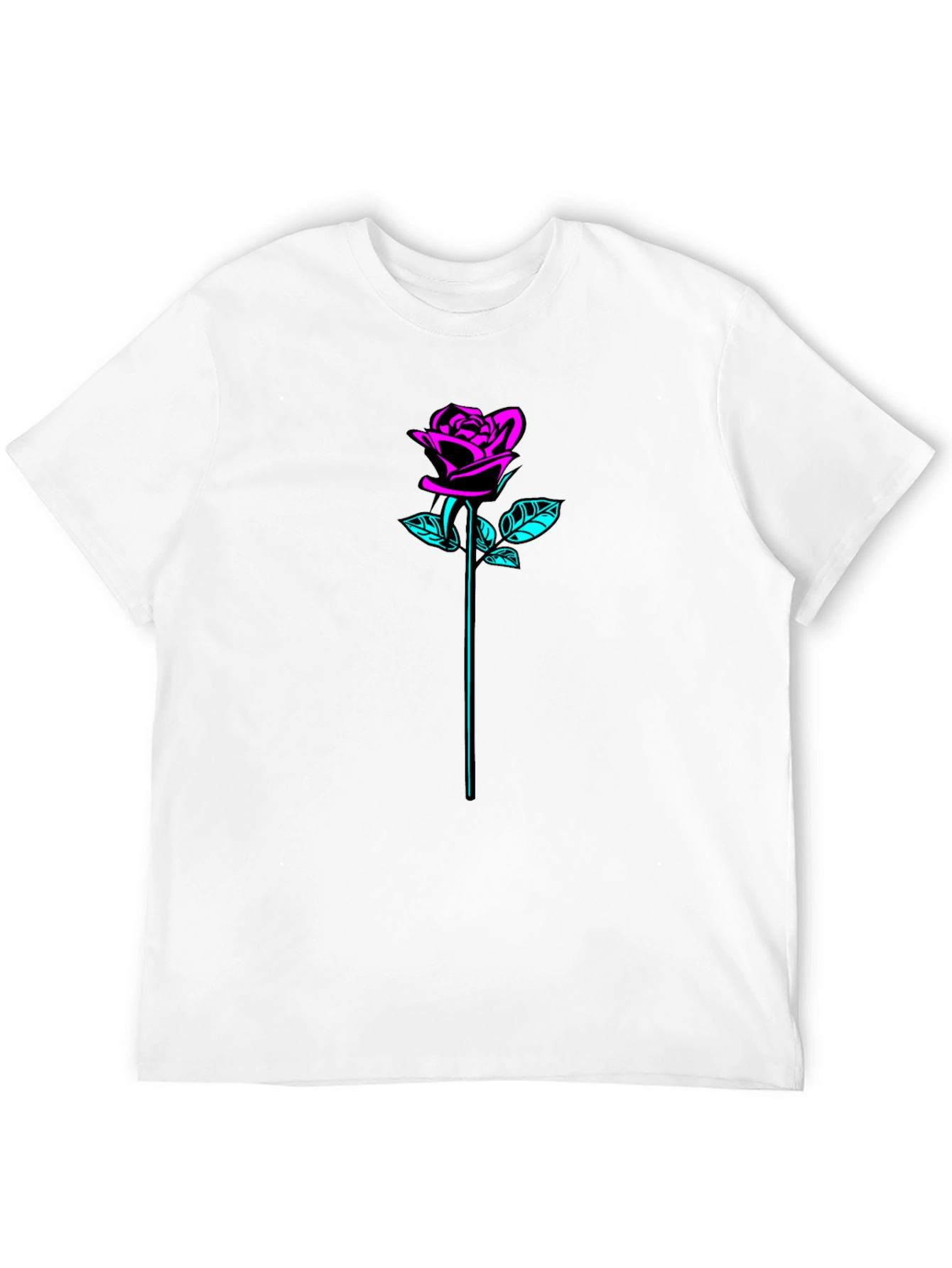 Neon Rose Graphic Black T-Shirt