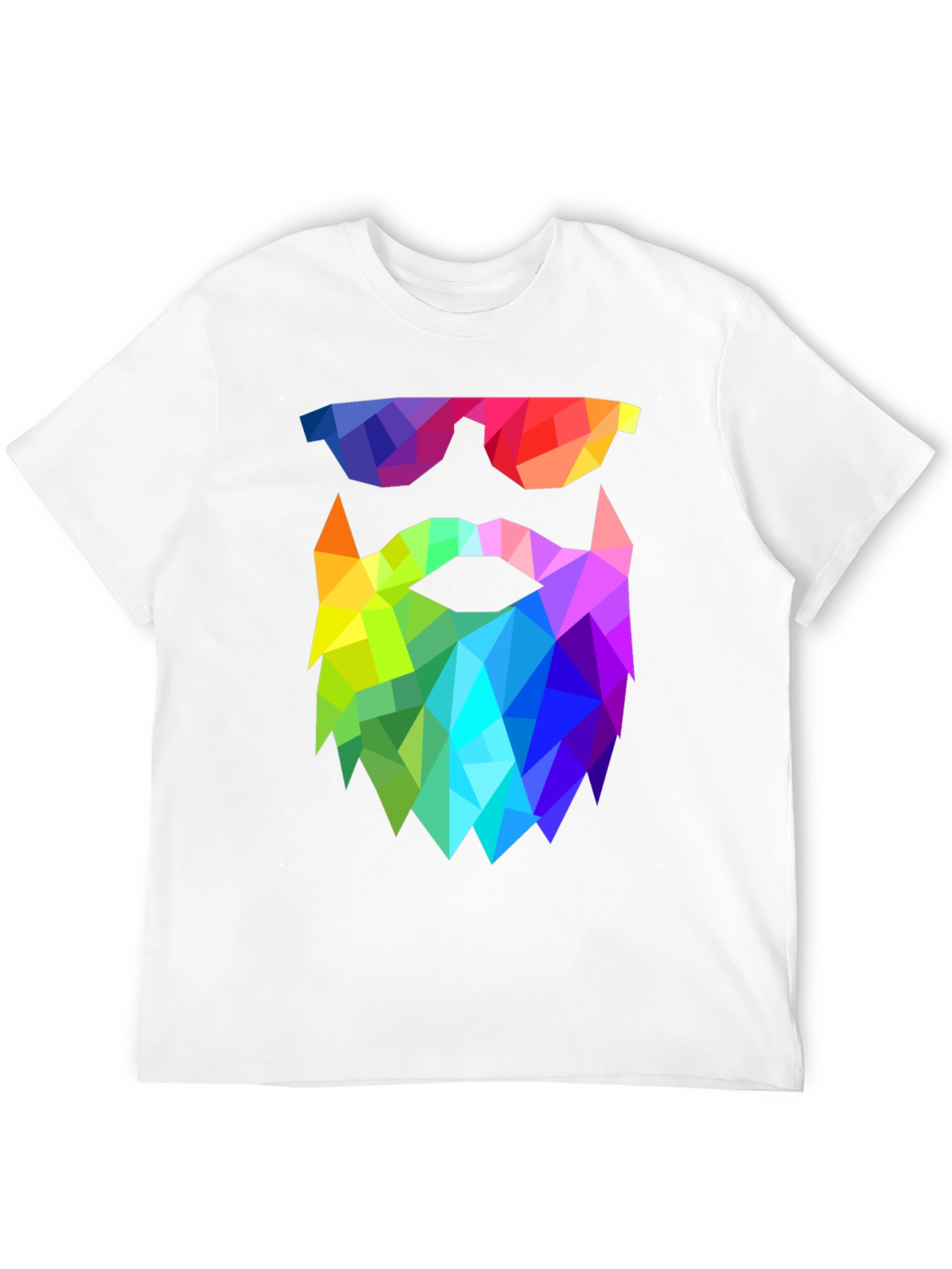 Geometric Beard T-Shirt - Rainbow Triangle Design