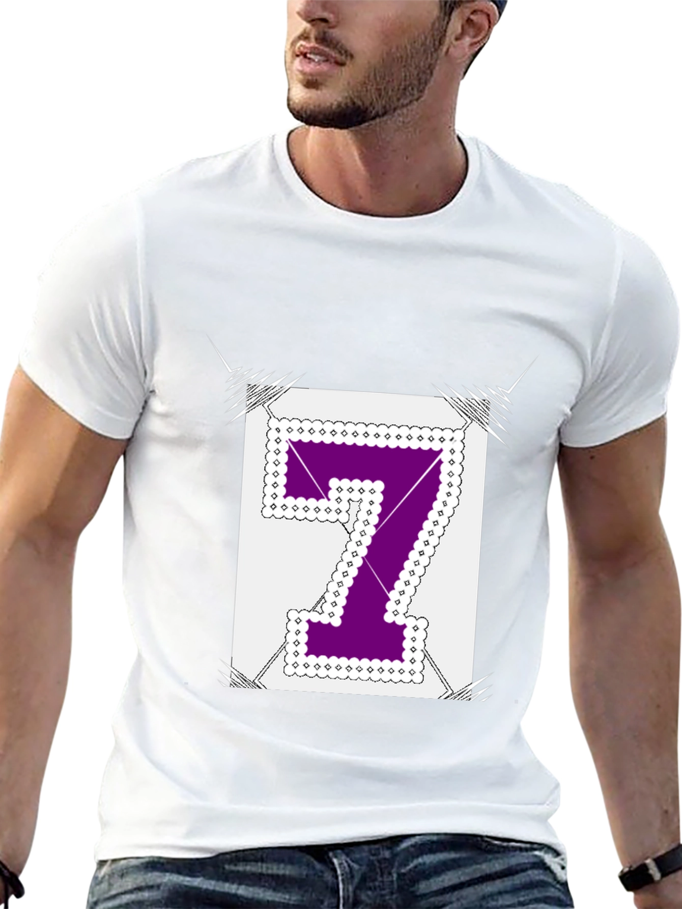 Number 7 Graphic Tee - Black Cotton Blend Shirt