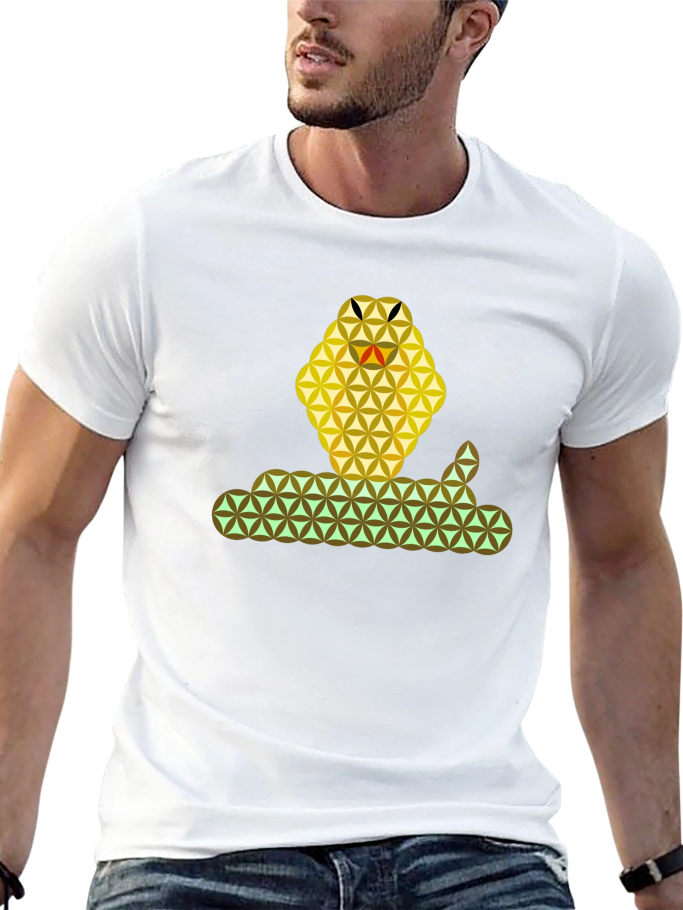 Geometric Snake Graphic T-Shirt - Stylish & Unique