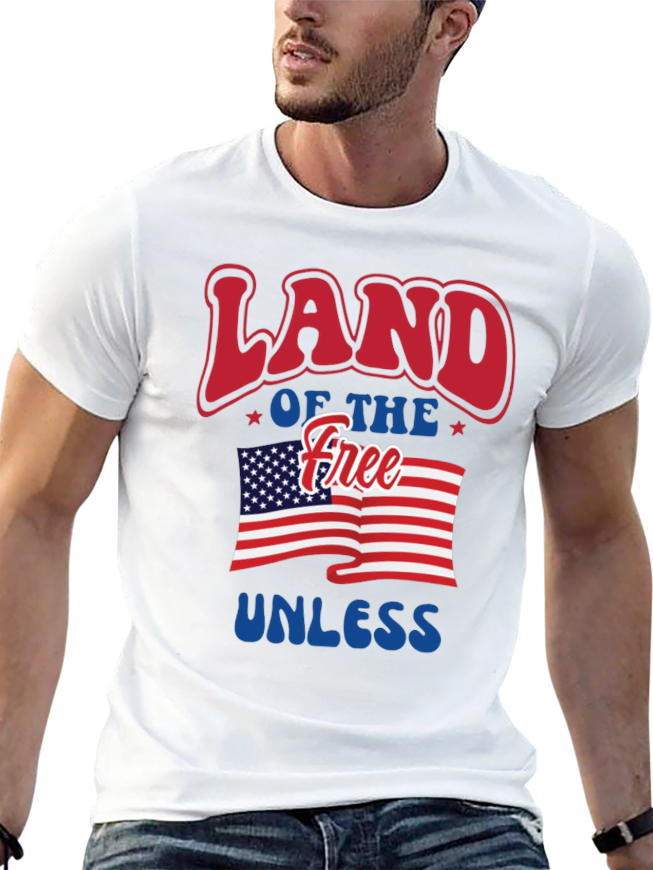 Patriotic Land of the Free Graphic T-Shirt