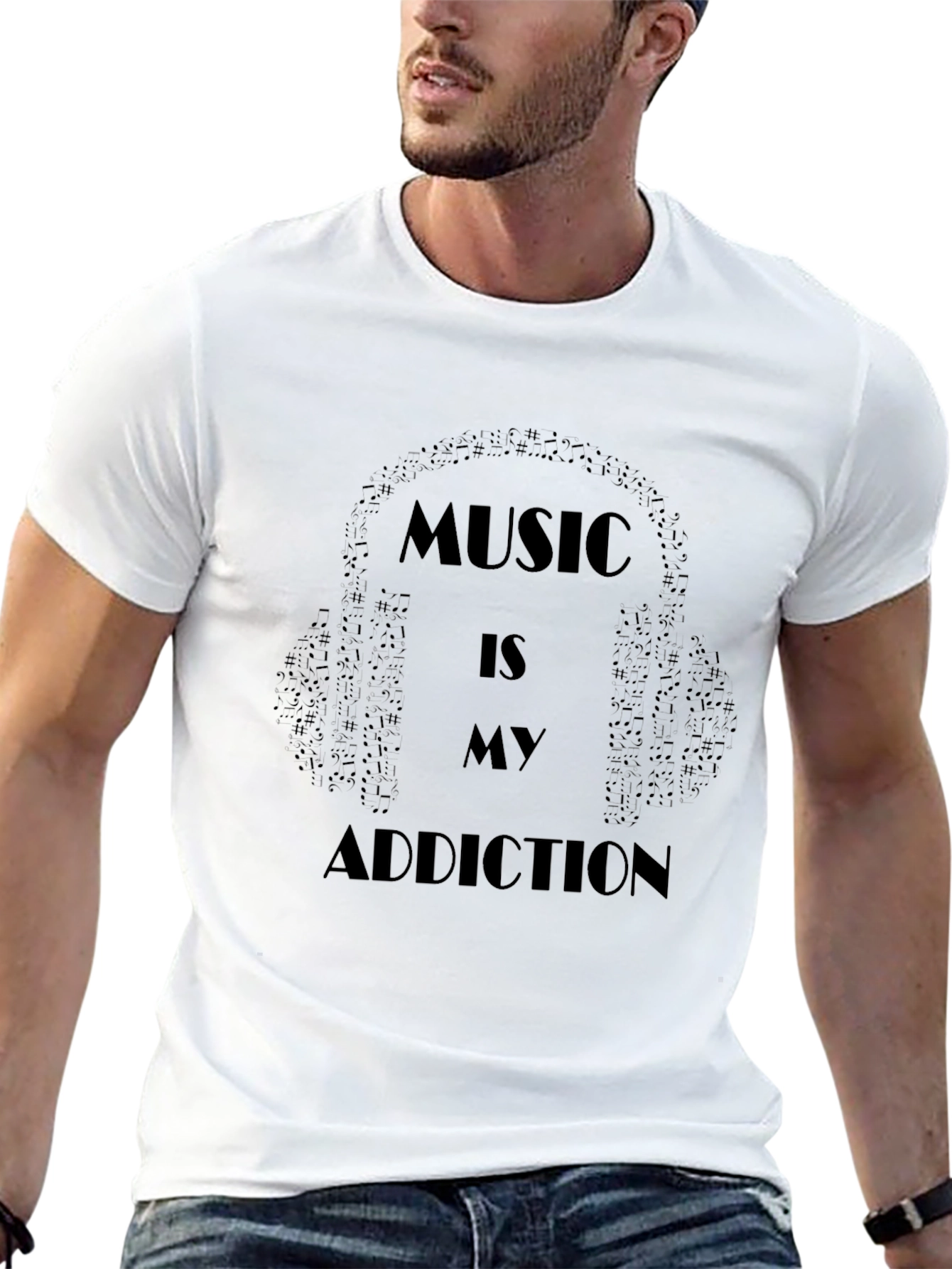 Music is My Addiction T-Shirt - Black Graphic Tee