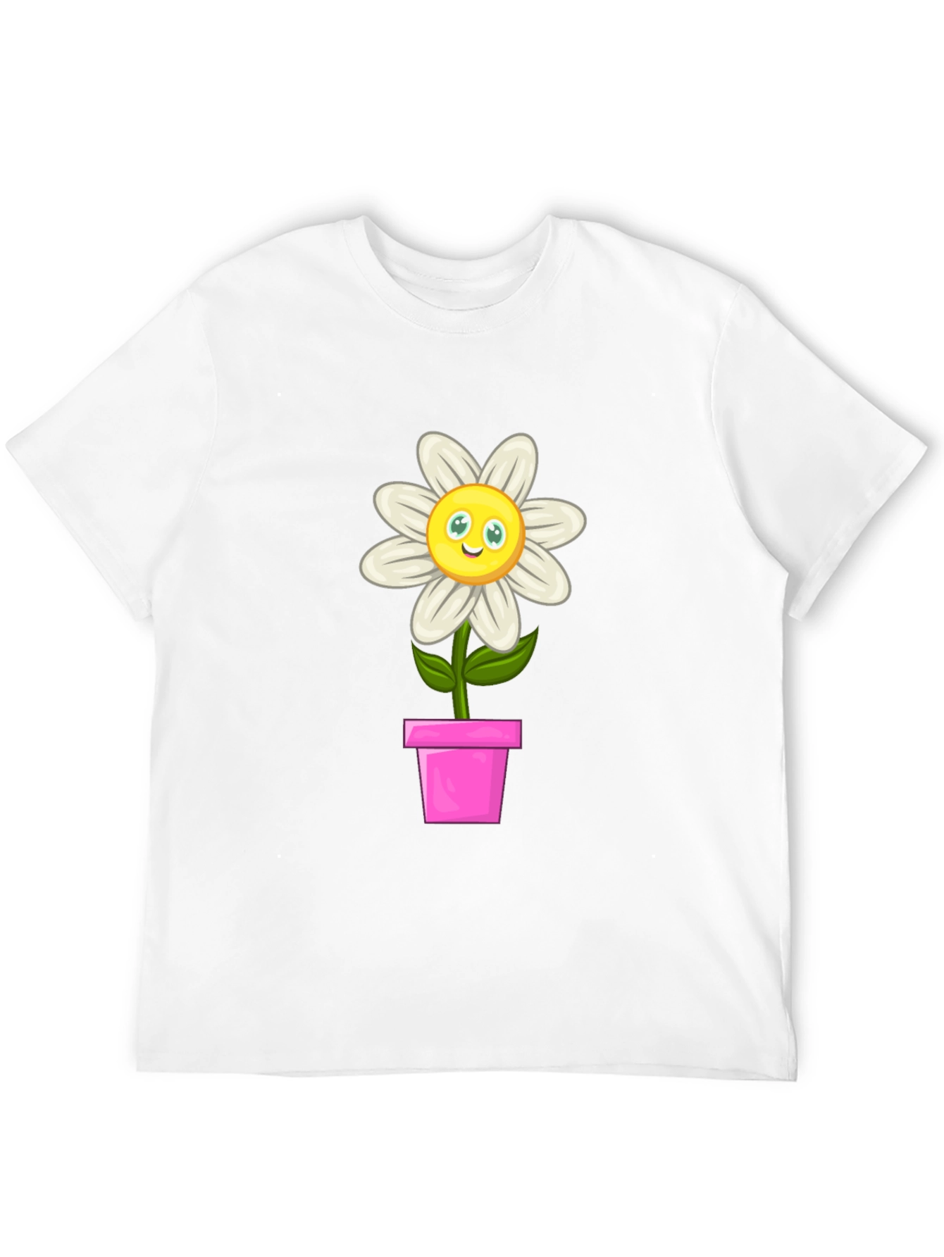 Cartoon Flower Pot T-Shirt - Black