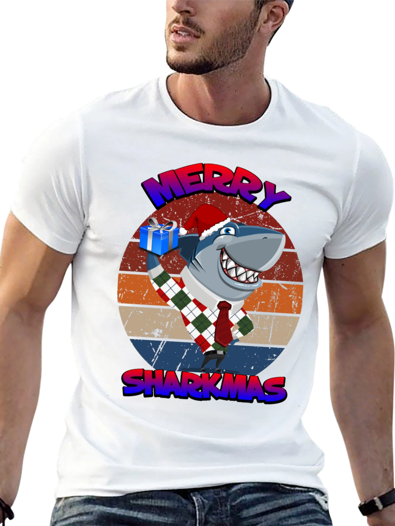 Merry Sharkmas T-Shirt - Holiday Shark Gift