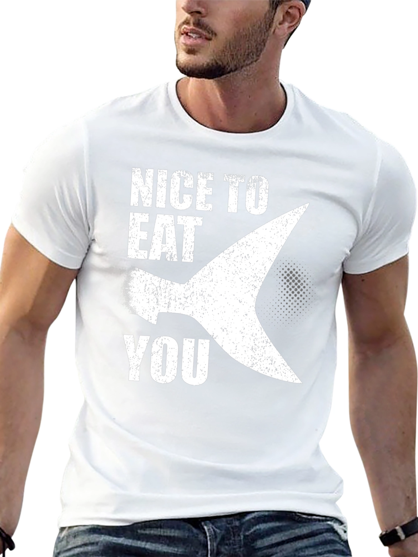 Funny Shark Fin Graphic Novelty T-Shirt