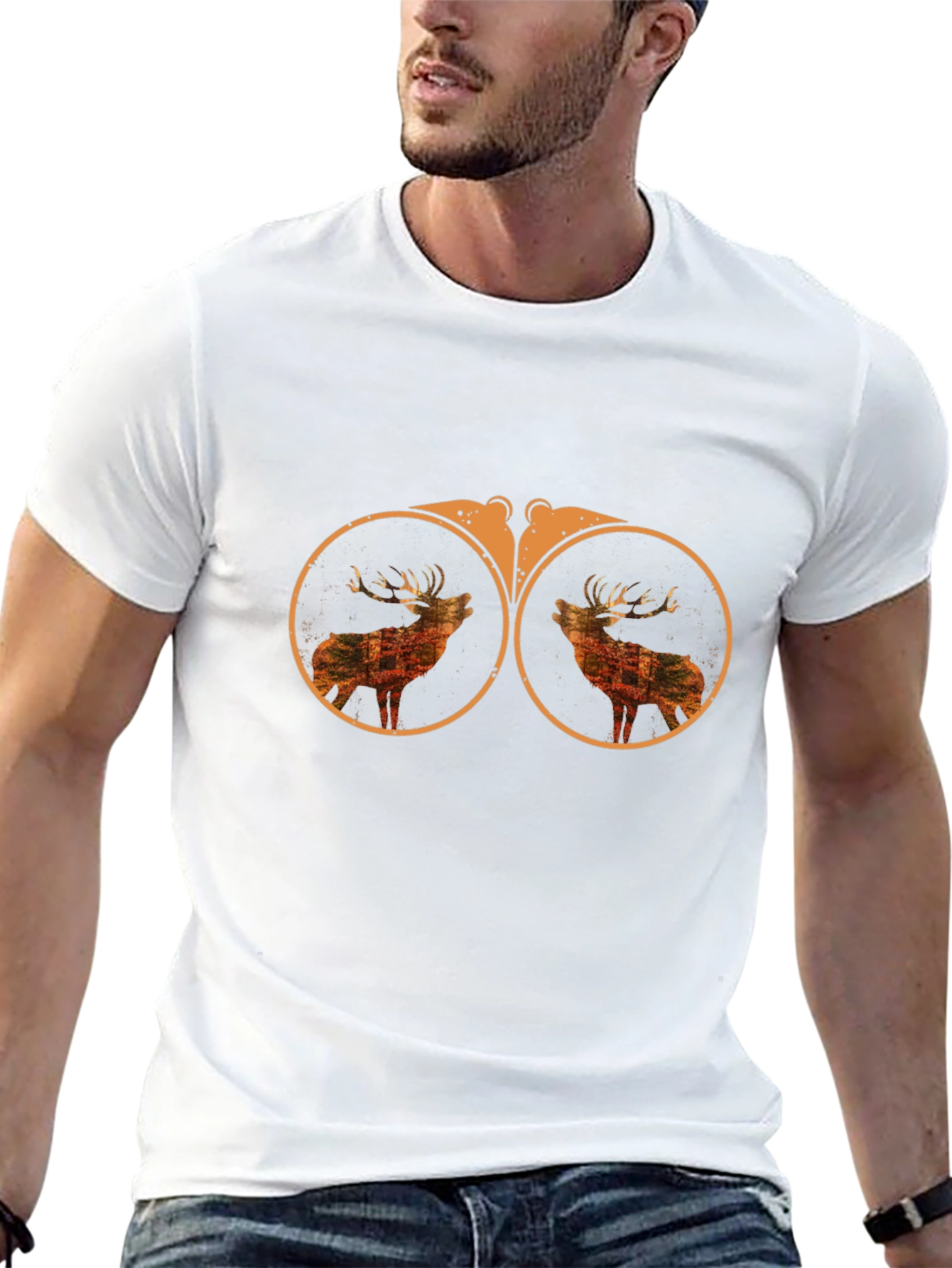 Binocular Deer Graphic Tee - Black Cotton Blend