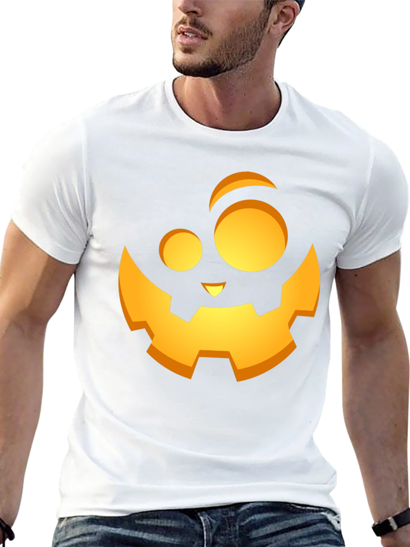 Halloween Pumpkin Face Graphic Black T-Shirt