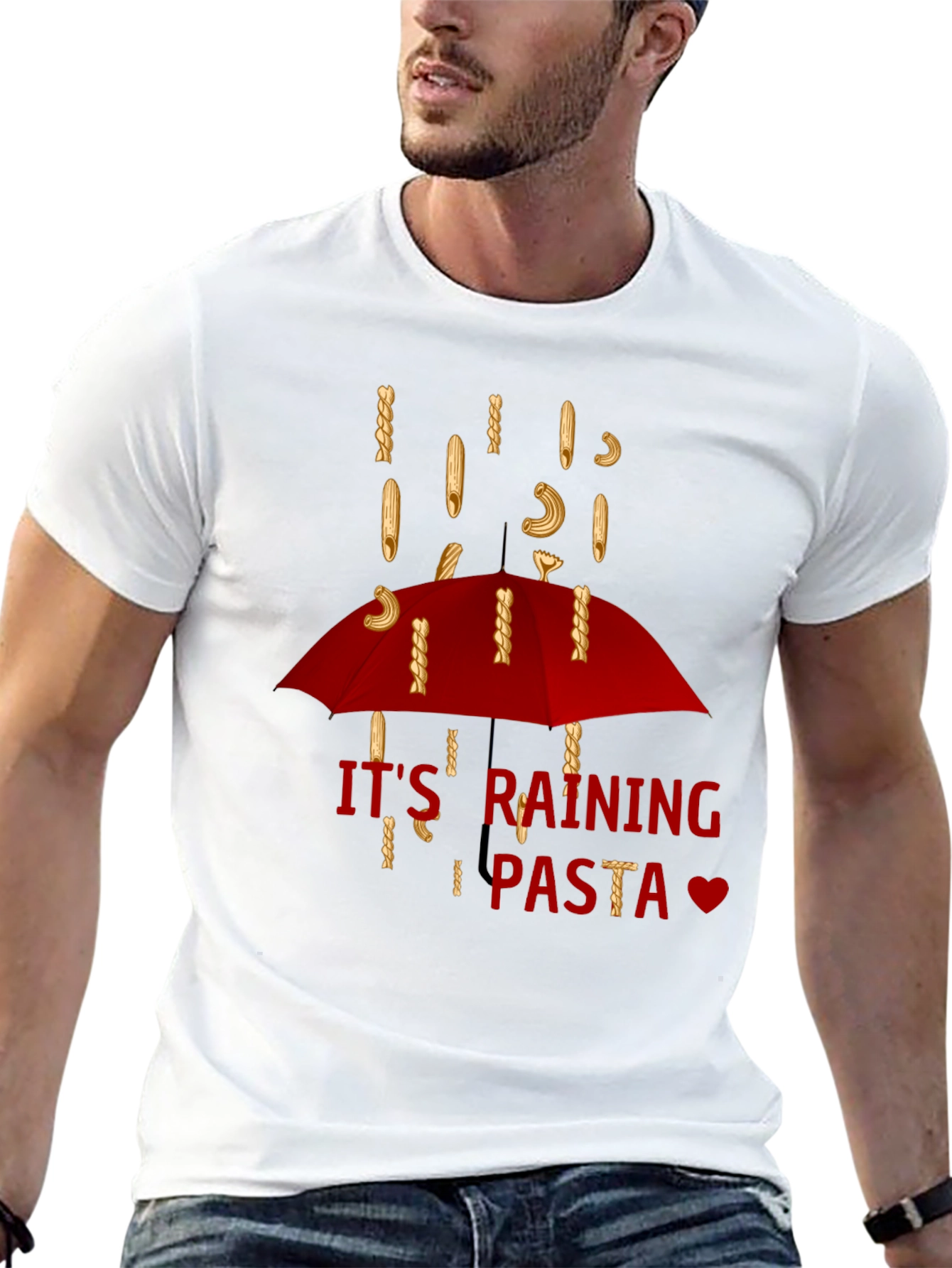 Its Raining Pasta T-Shirt - Funny Foodie Tee