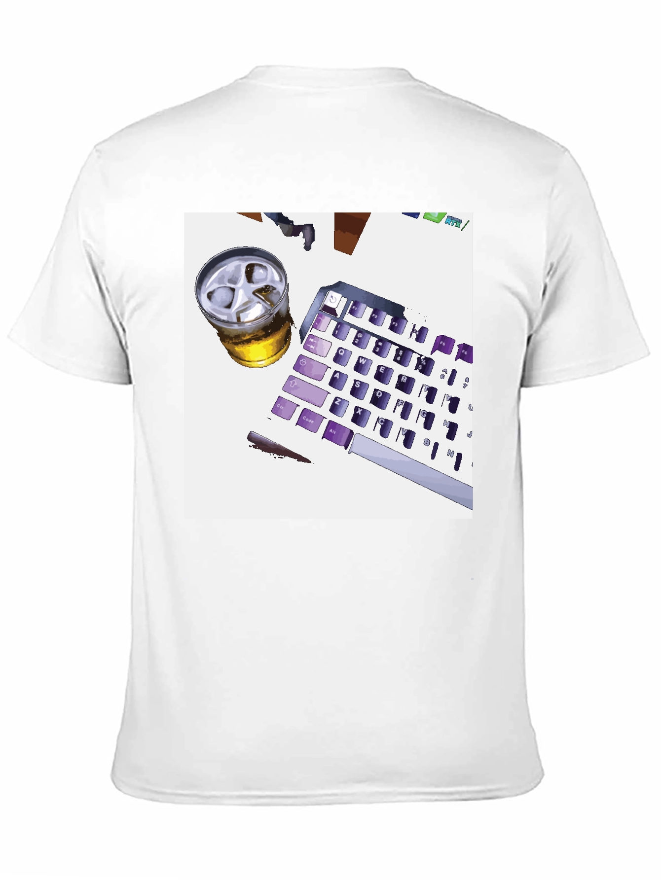 Novelty Keyboard & Drink Graphic Tee - Black