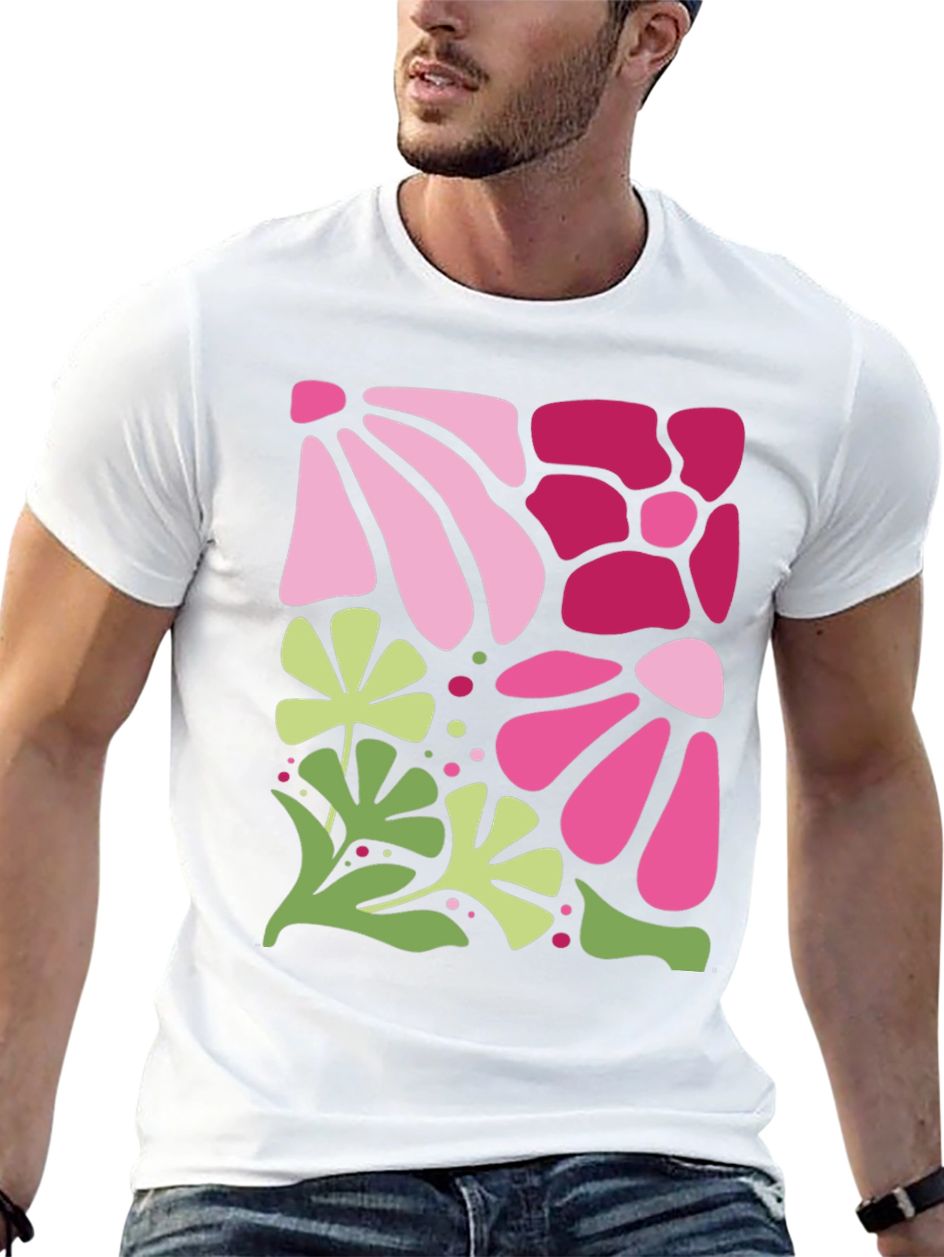 Floral Pattern Black T-Shirt