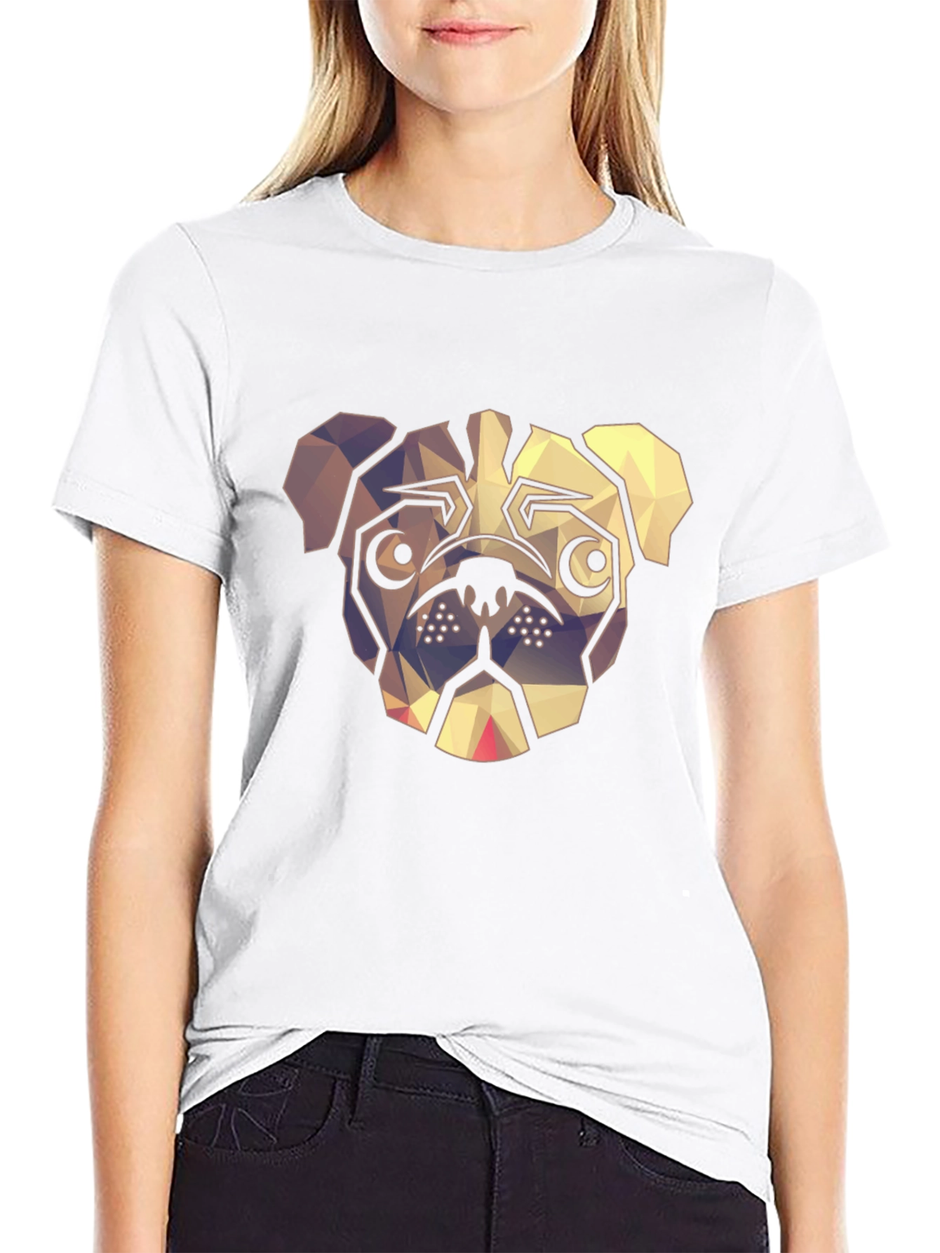 Geometric Pug Graphic Tee - Modern Dog Lover Shirt