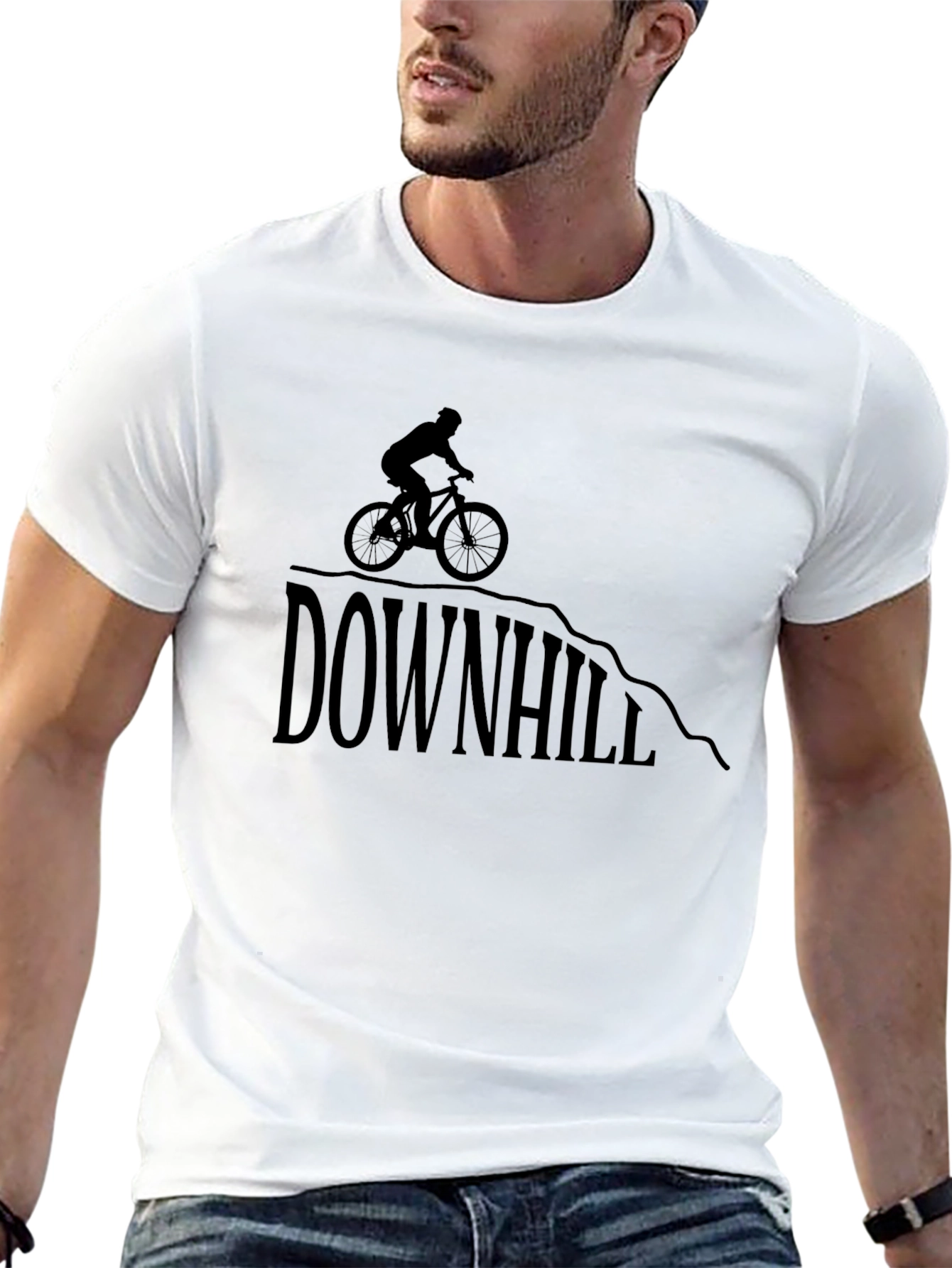 Downhill Biker Graphic Tee - Black