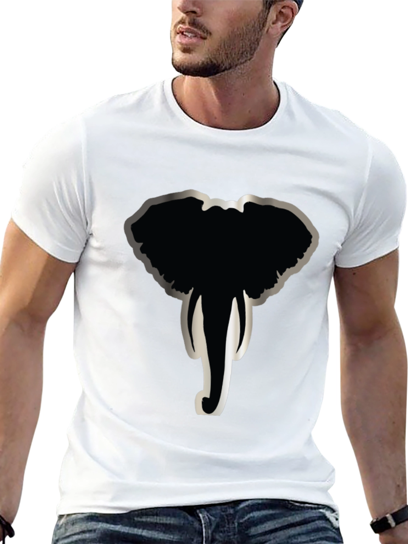 Elephant Graphic Print Crew Neck T-Shirt