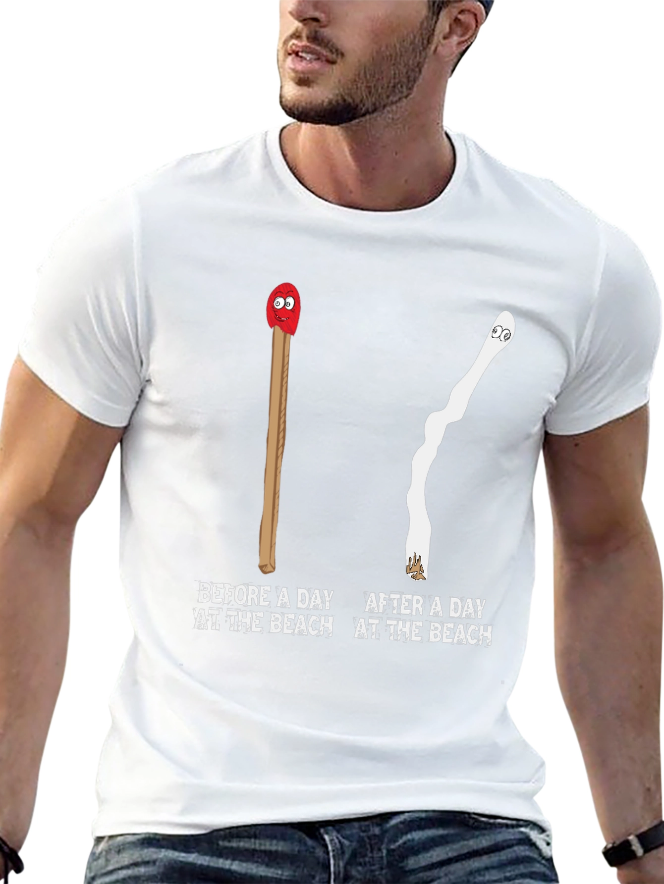 Humorous Beach Day Matchstick T-Shirt
