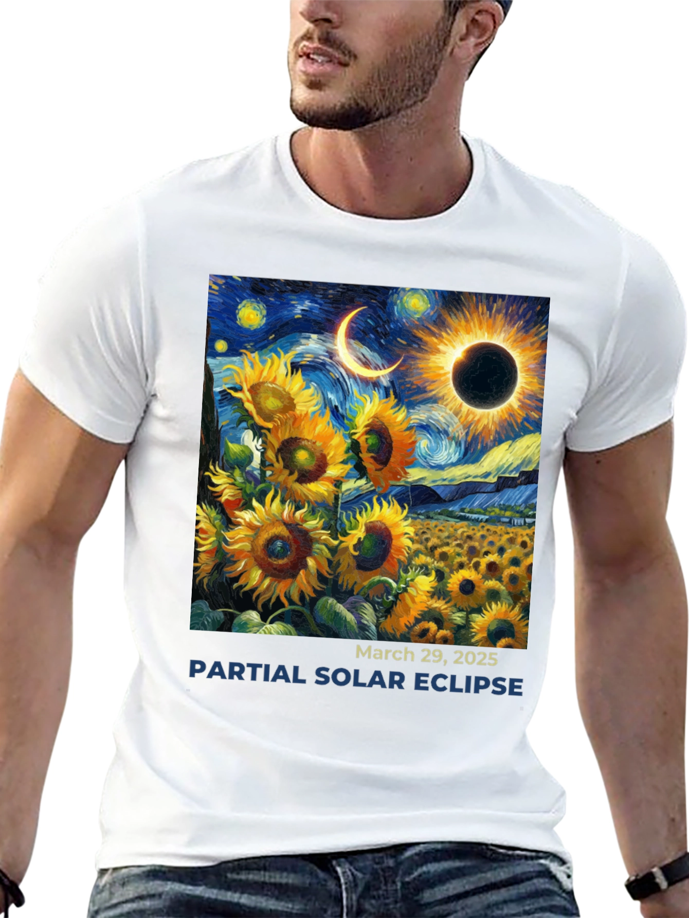 Solar Eclipse Sunflower Graphic Tee - March 2025