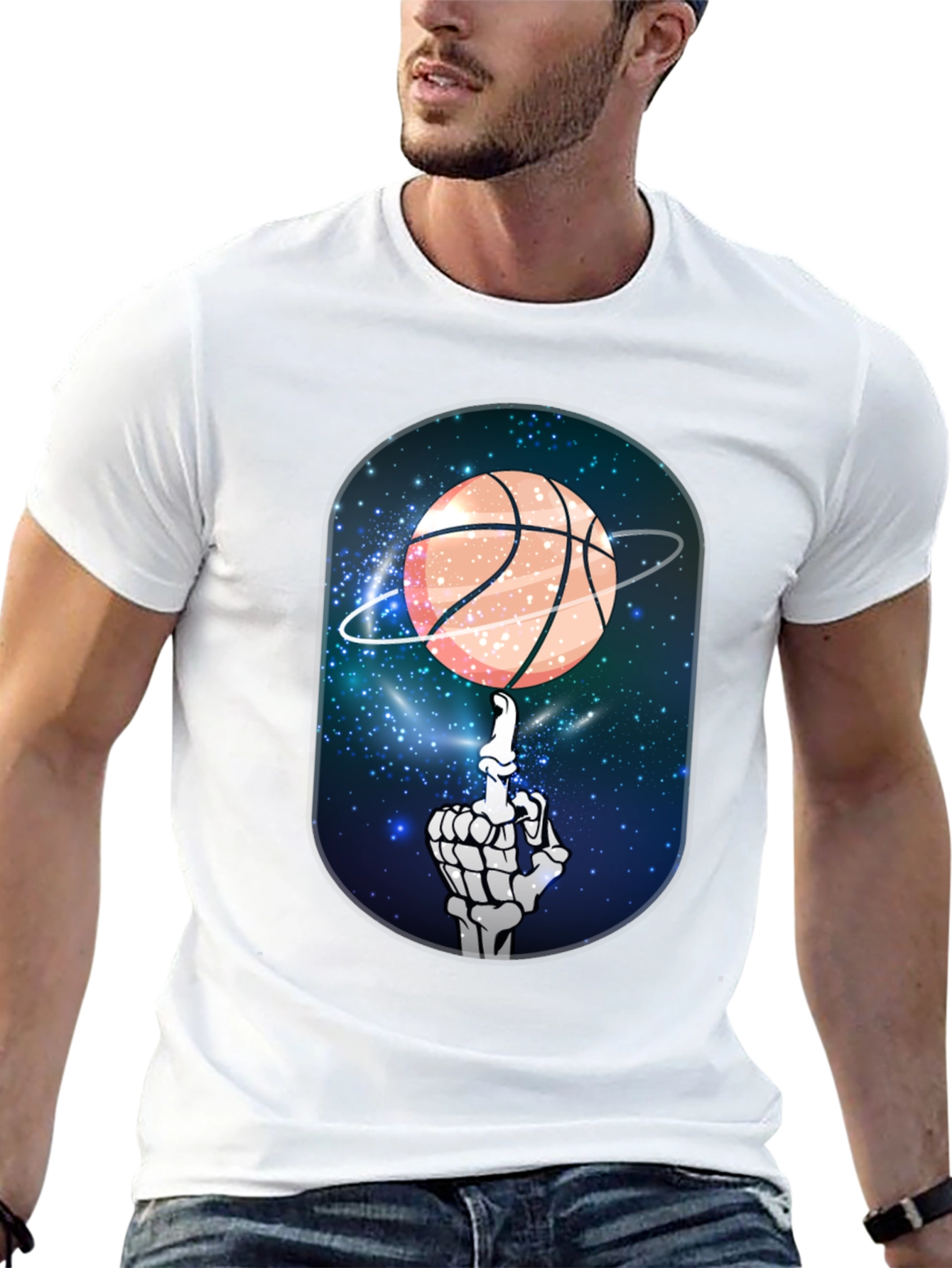 Basketball Galaxy Skeleton Graphic Tee