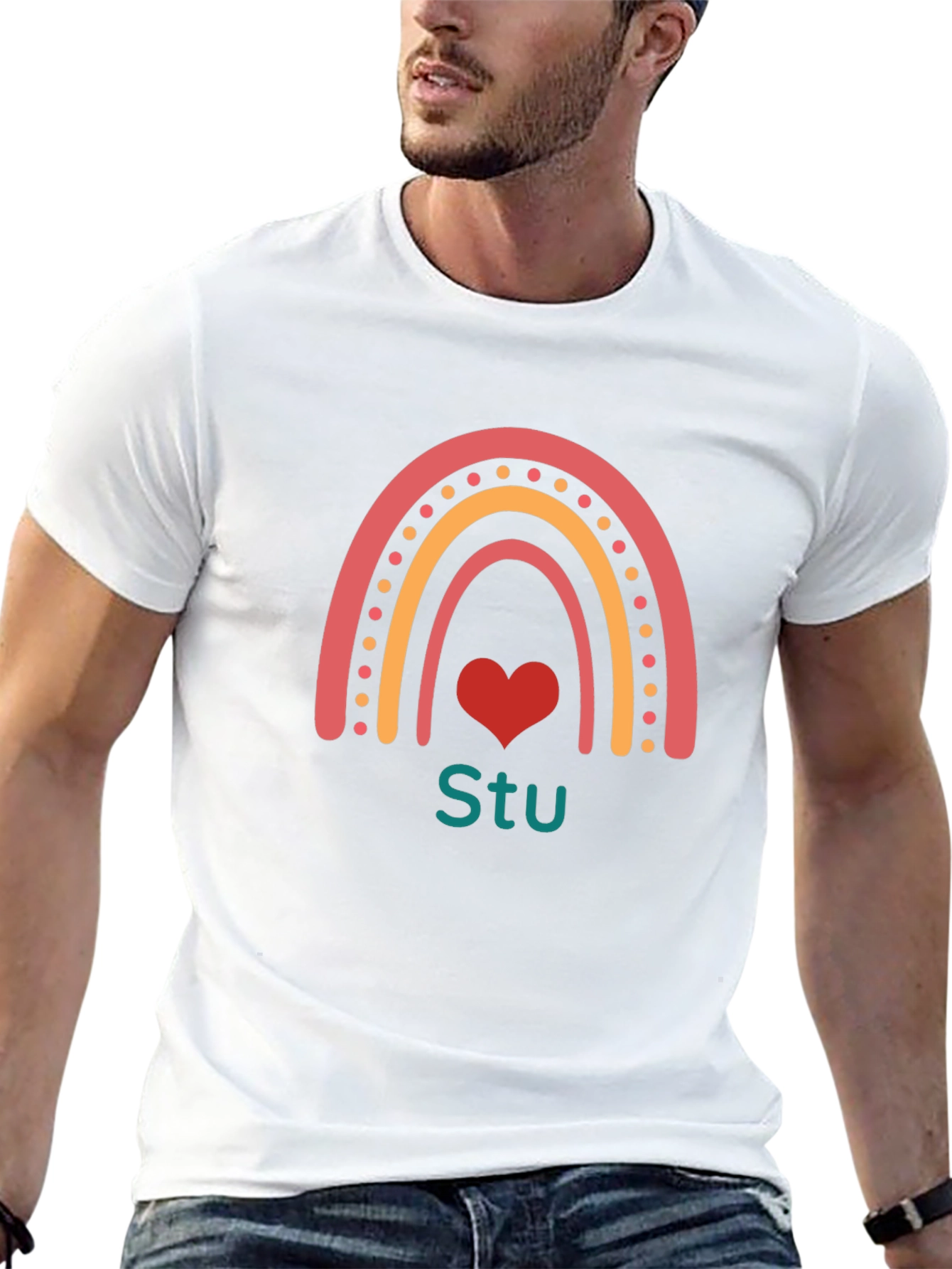 Rainbow Heart Stu T-Shirt - Black