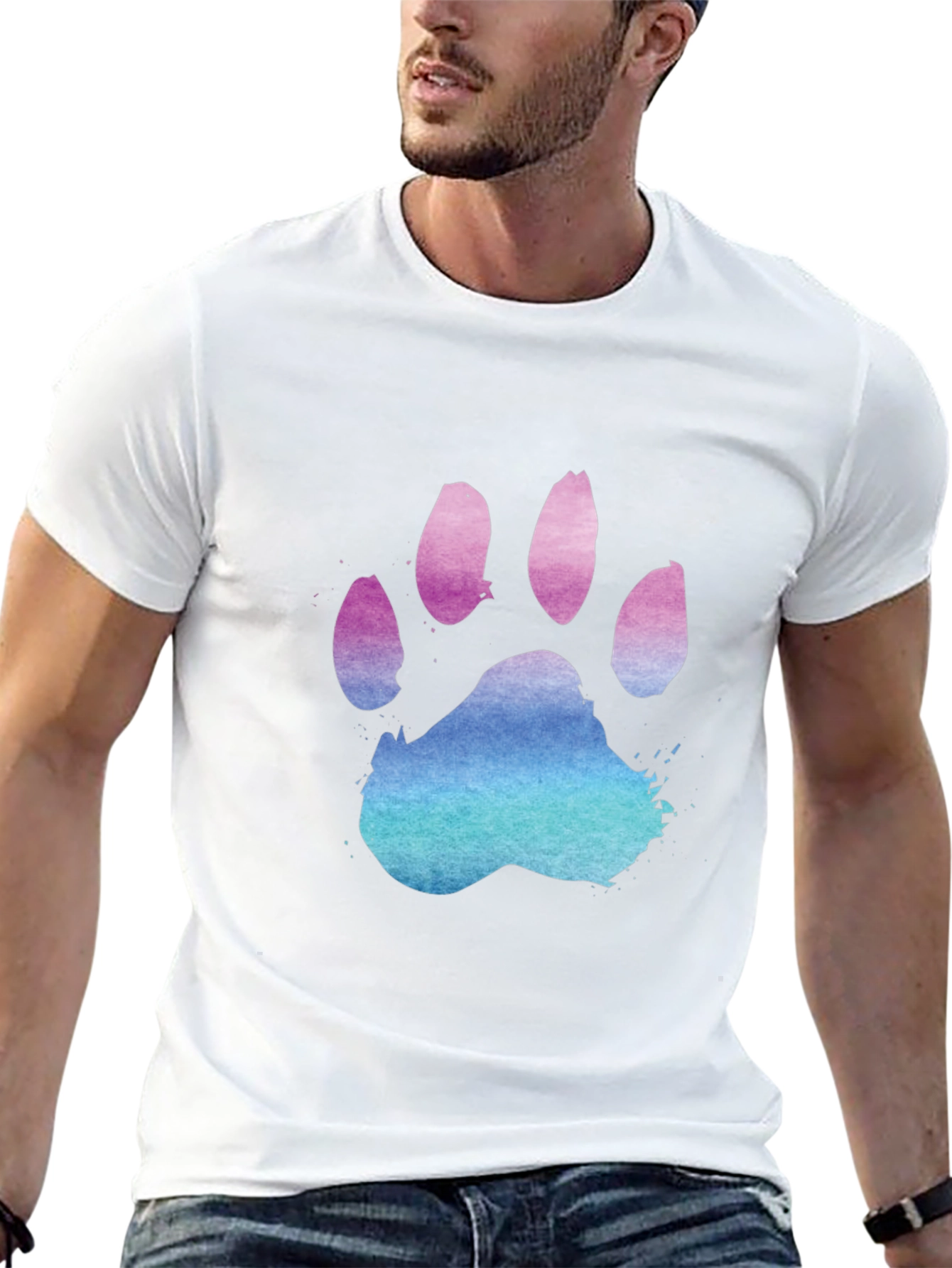 Cool Paw Print Graphic T-Shirt