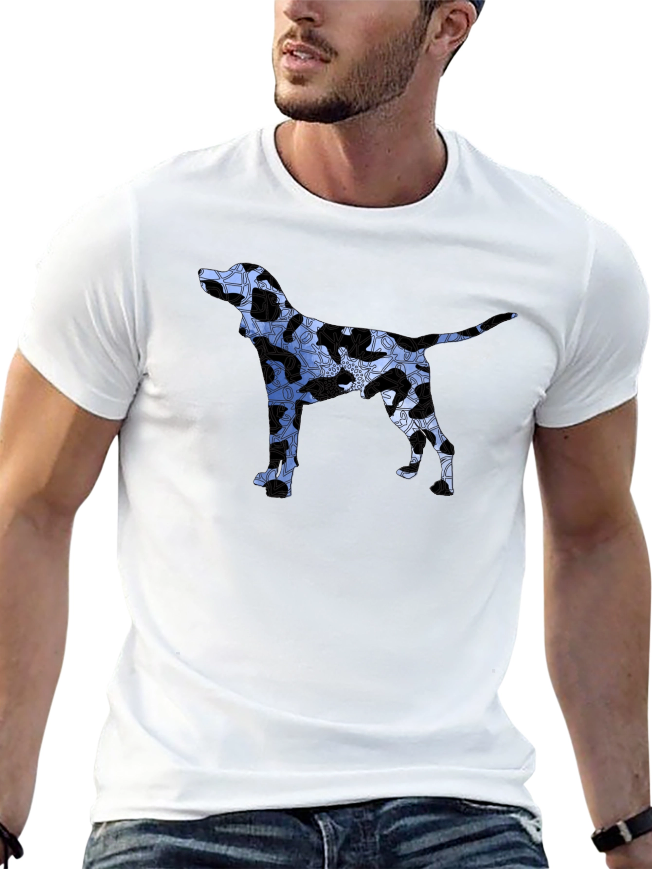 Dog Silhouette Graphic Tee - Mens Black T-Shirt
