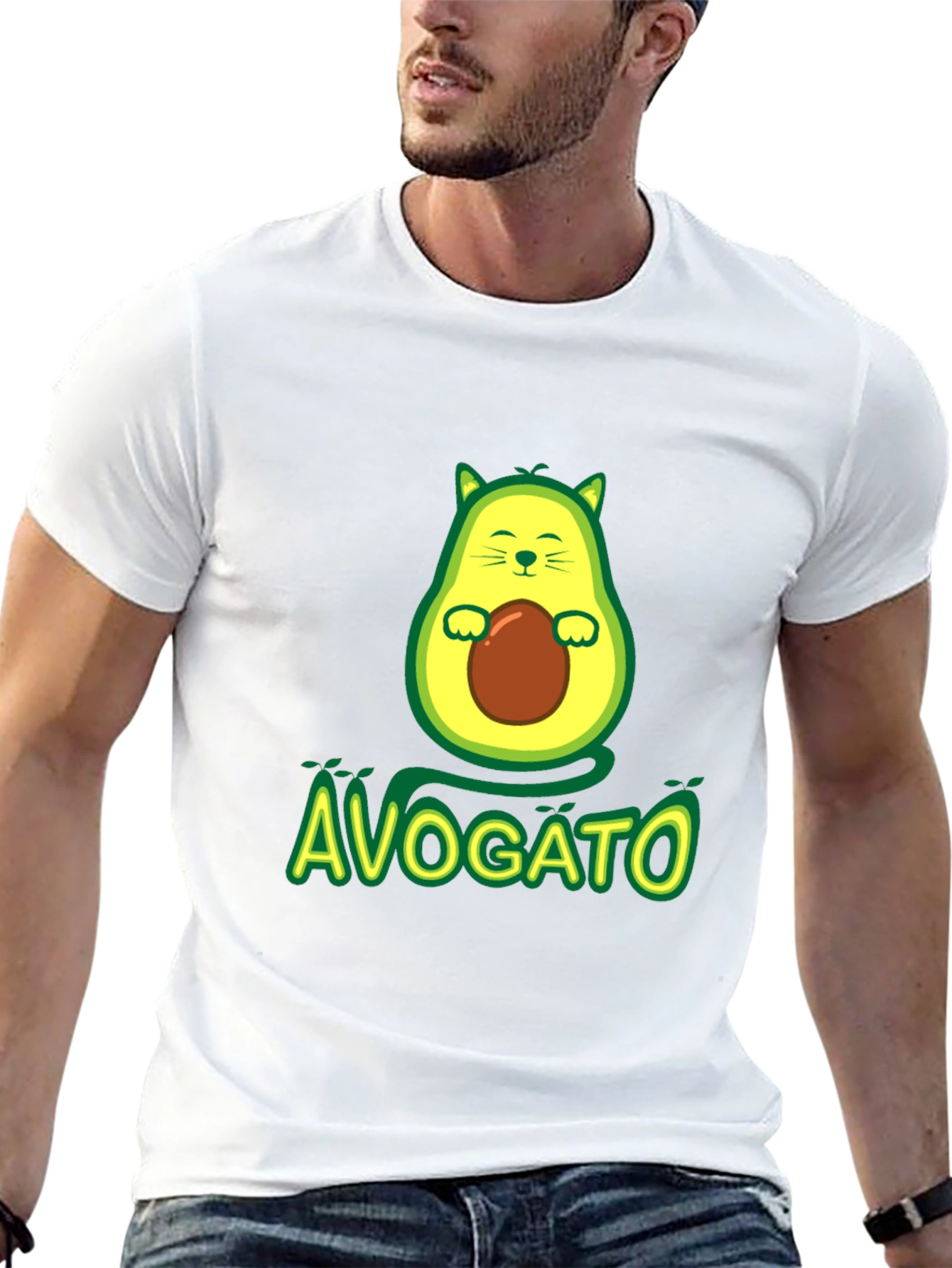 Avogato T-Shirt - Avocado Cat Graphic Tee