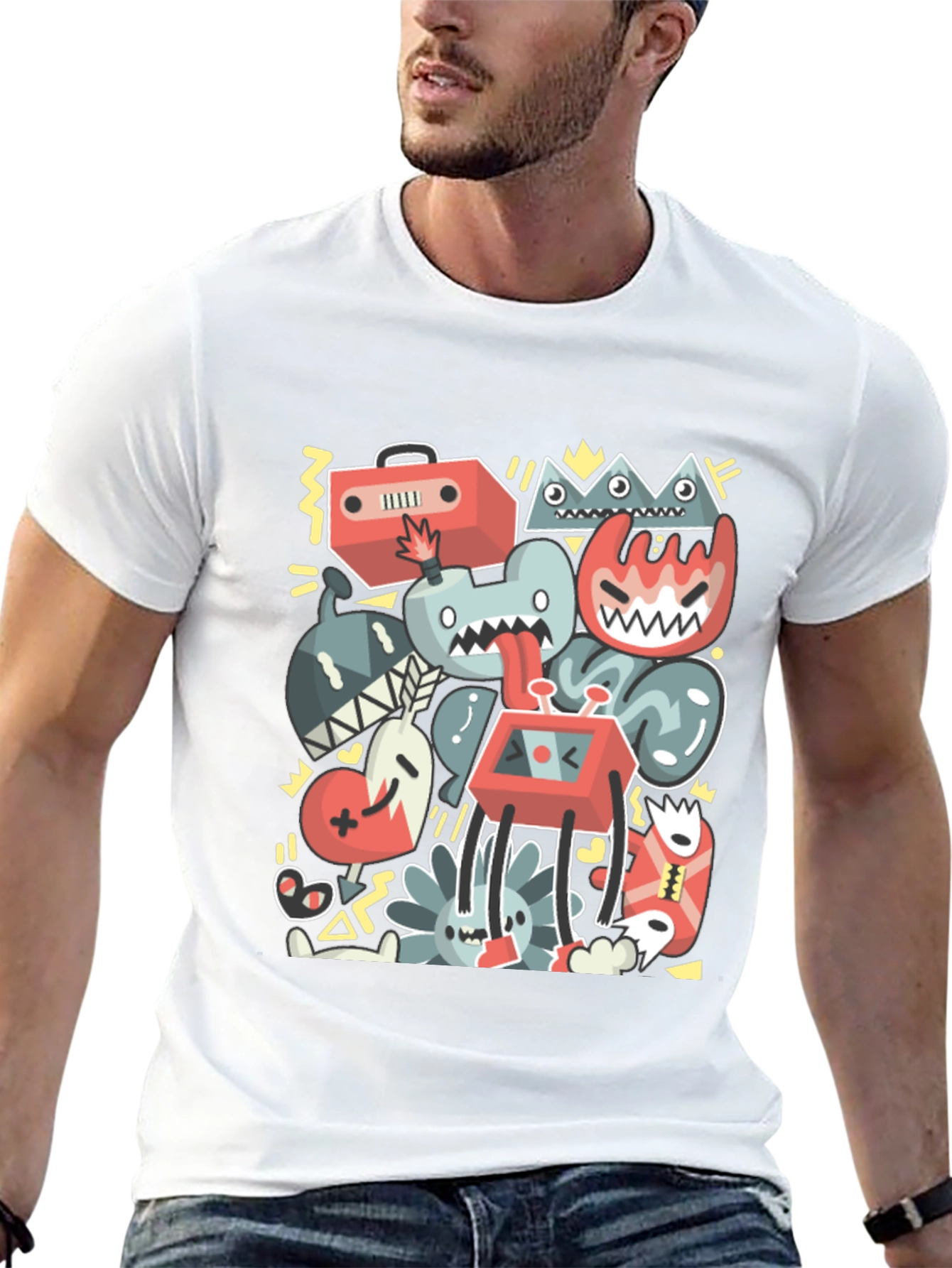 Funky Doodle Art T-Shirt - Black Cotton Tee