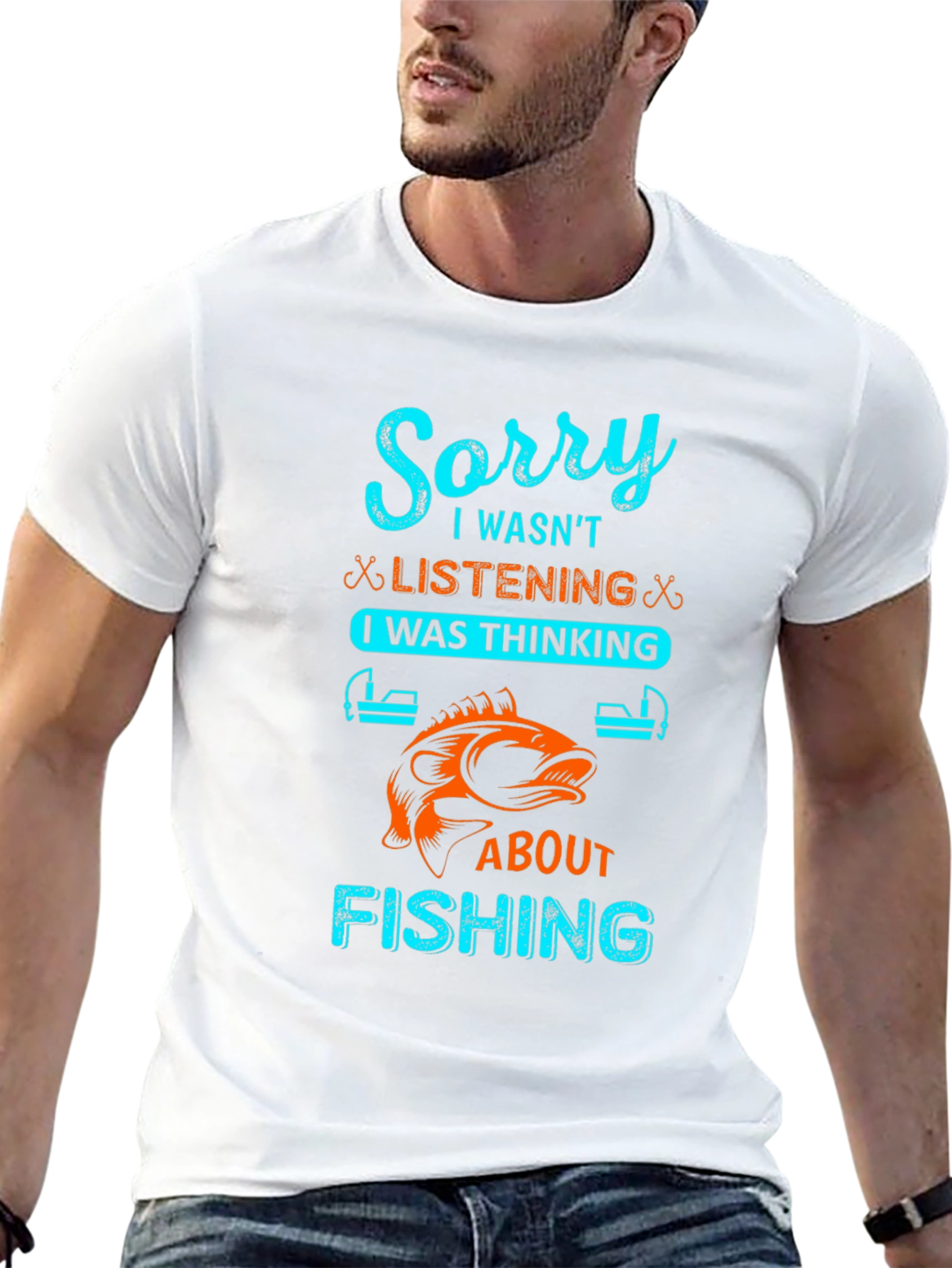 Fishing Graphic Tee - Sorry Thinking About Fishing