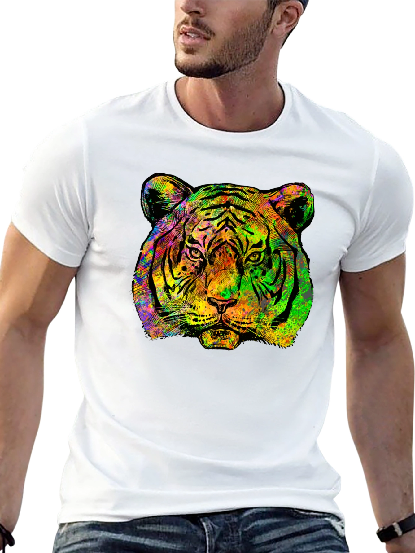 Cool Tiger Graphic Tee - Mens Black T-Shirt