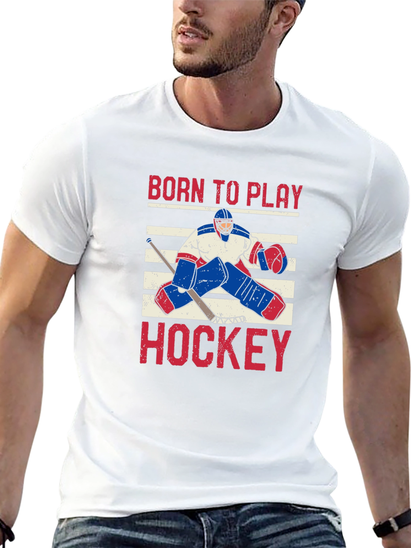 Born to Play Hockey Black Graphic T-Shirt