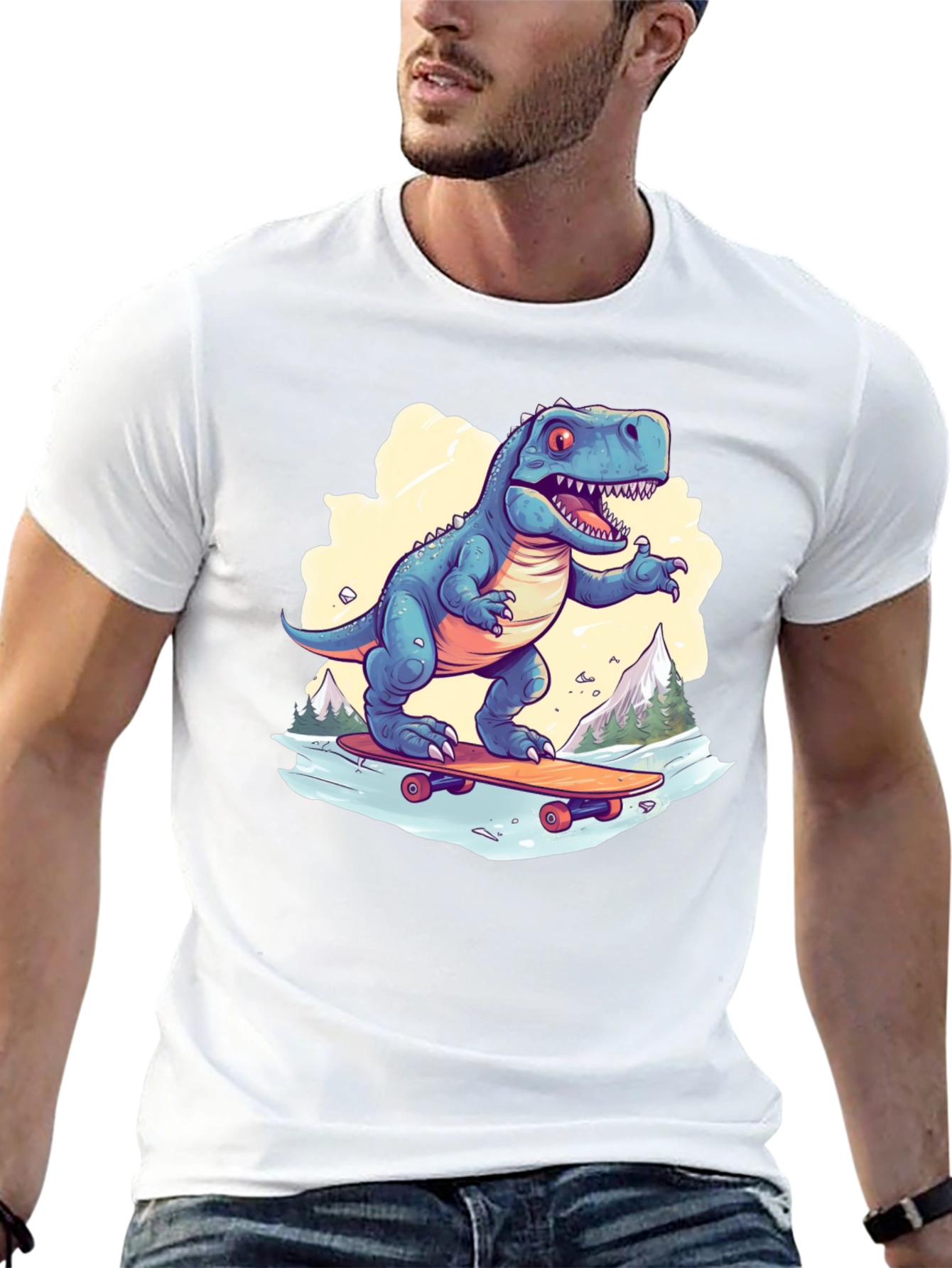 Skateboarding Dinosaur Graphic Tee