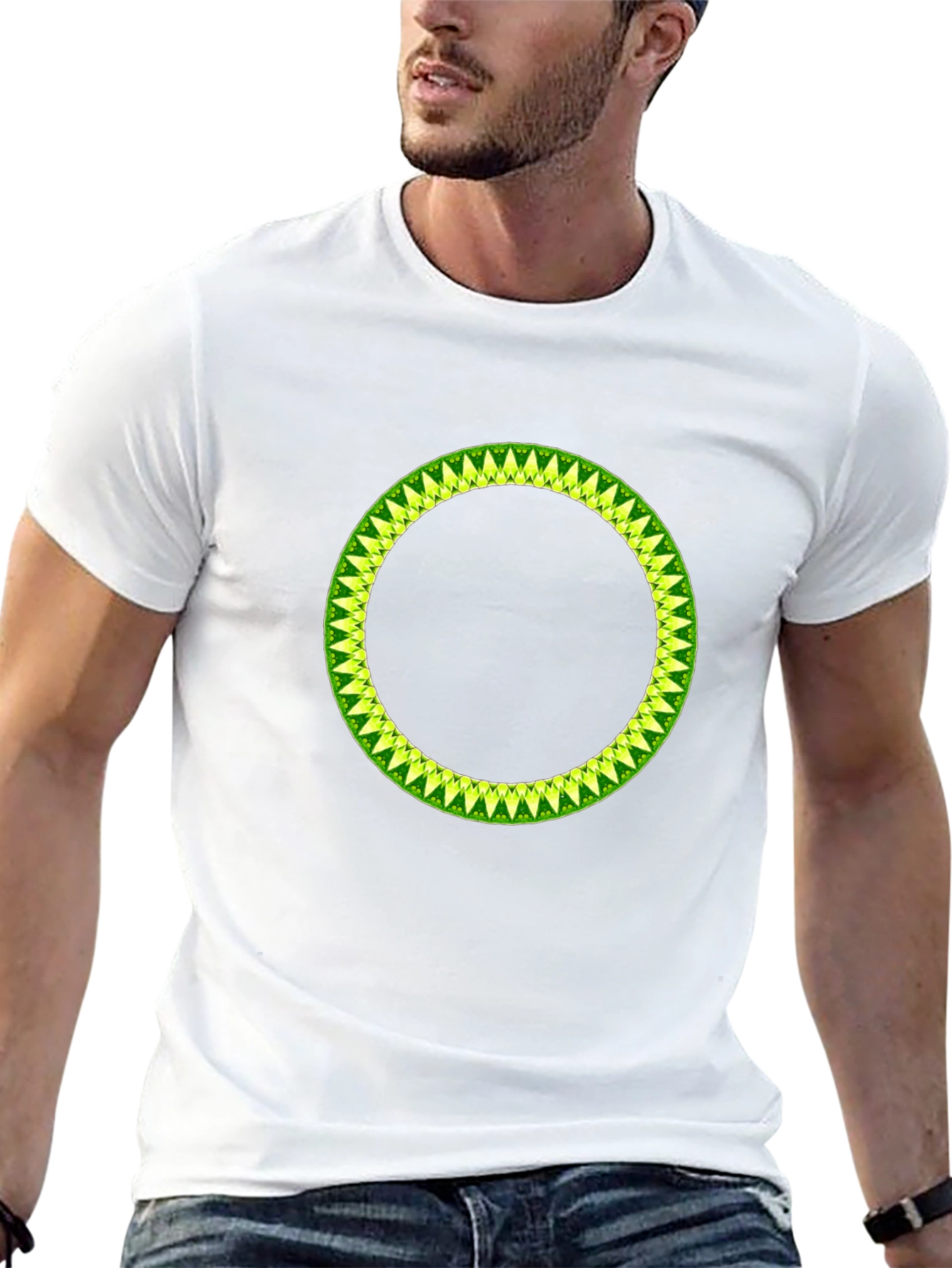 Geometric Circle Design Black T-Shirt