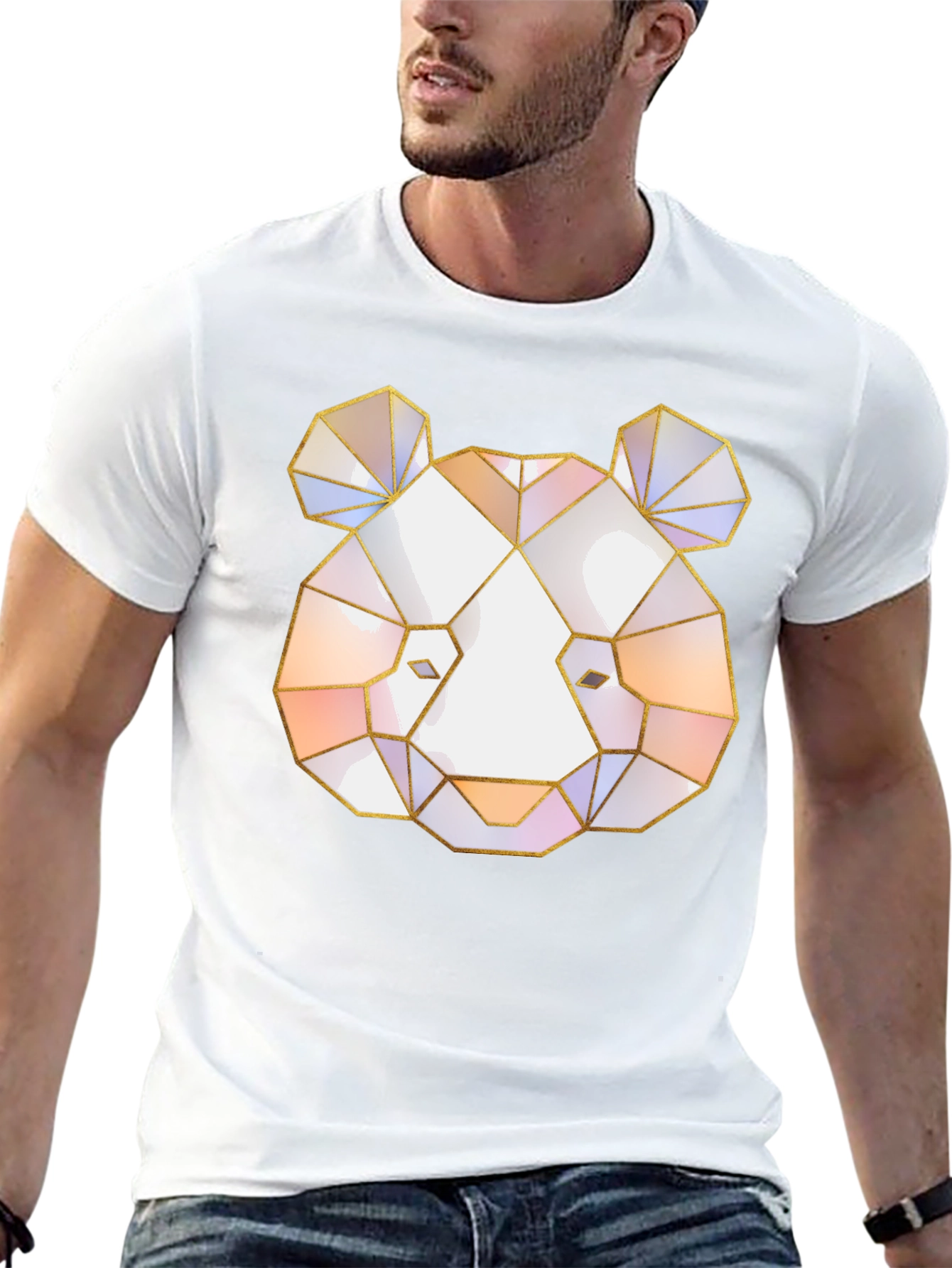 Geometric Panda Graphic Tee - Stylish Black T-Shirt