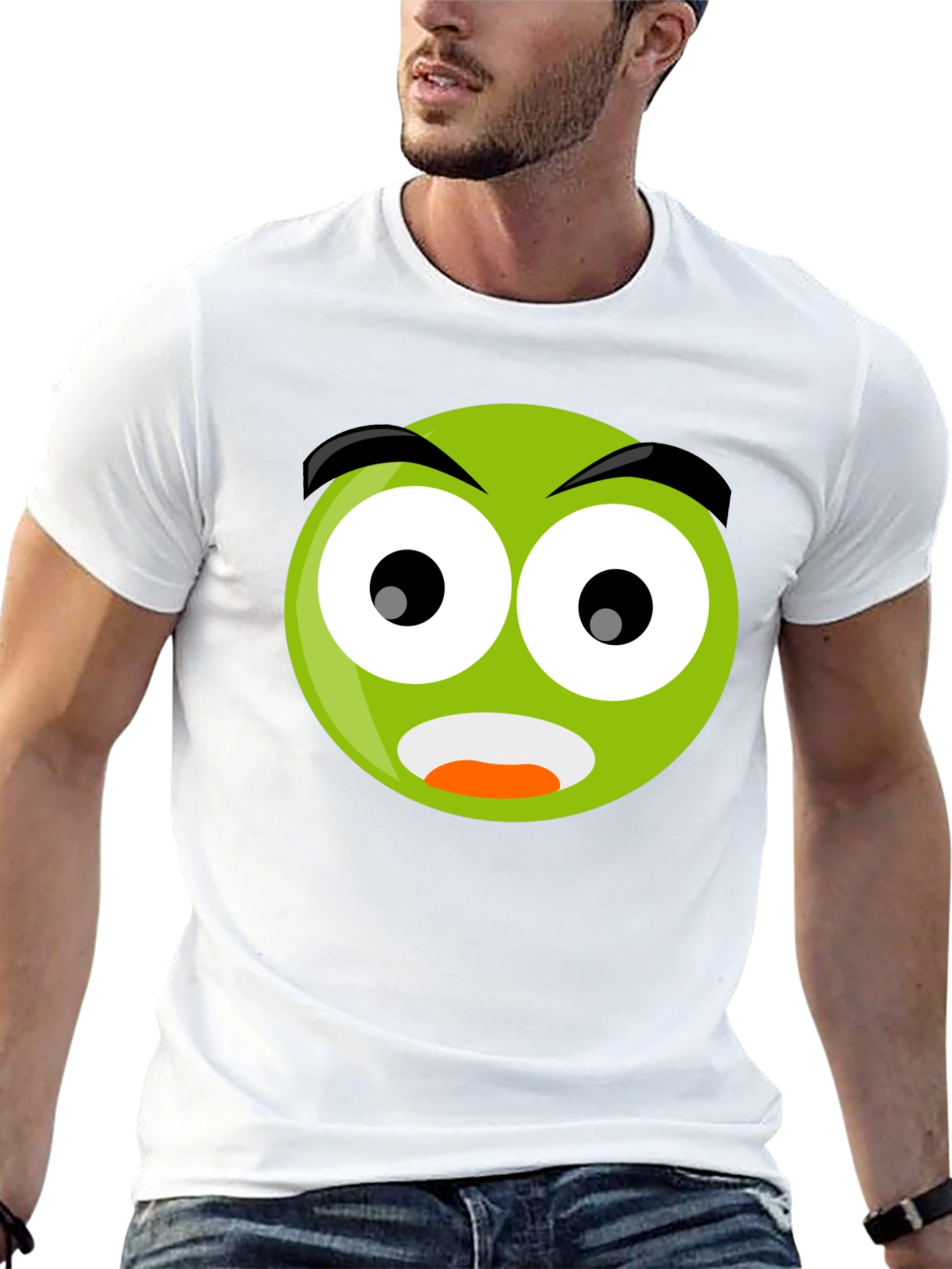 Shocked Emoji Black T-Shirt
